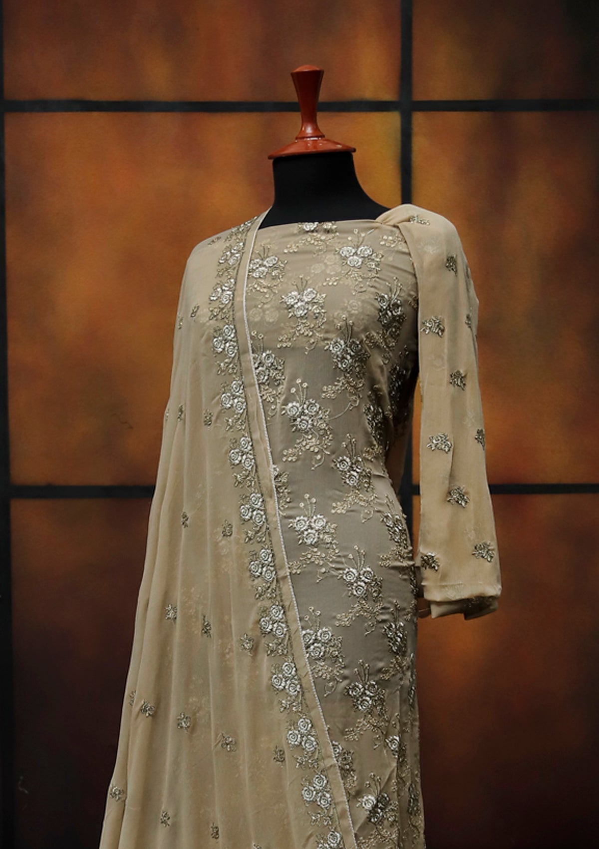 Formal Dress - Fancy Chiffon Emb - 2 Pcs - D#104303 (D Skin) available at Saleem Fabrics Traditions