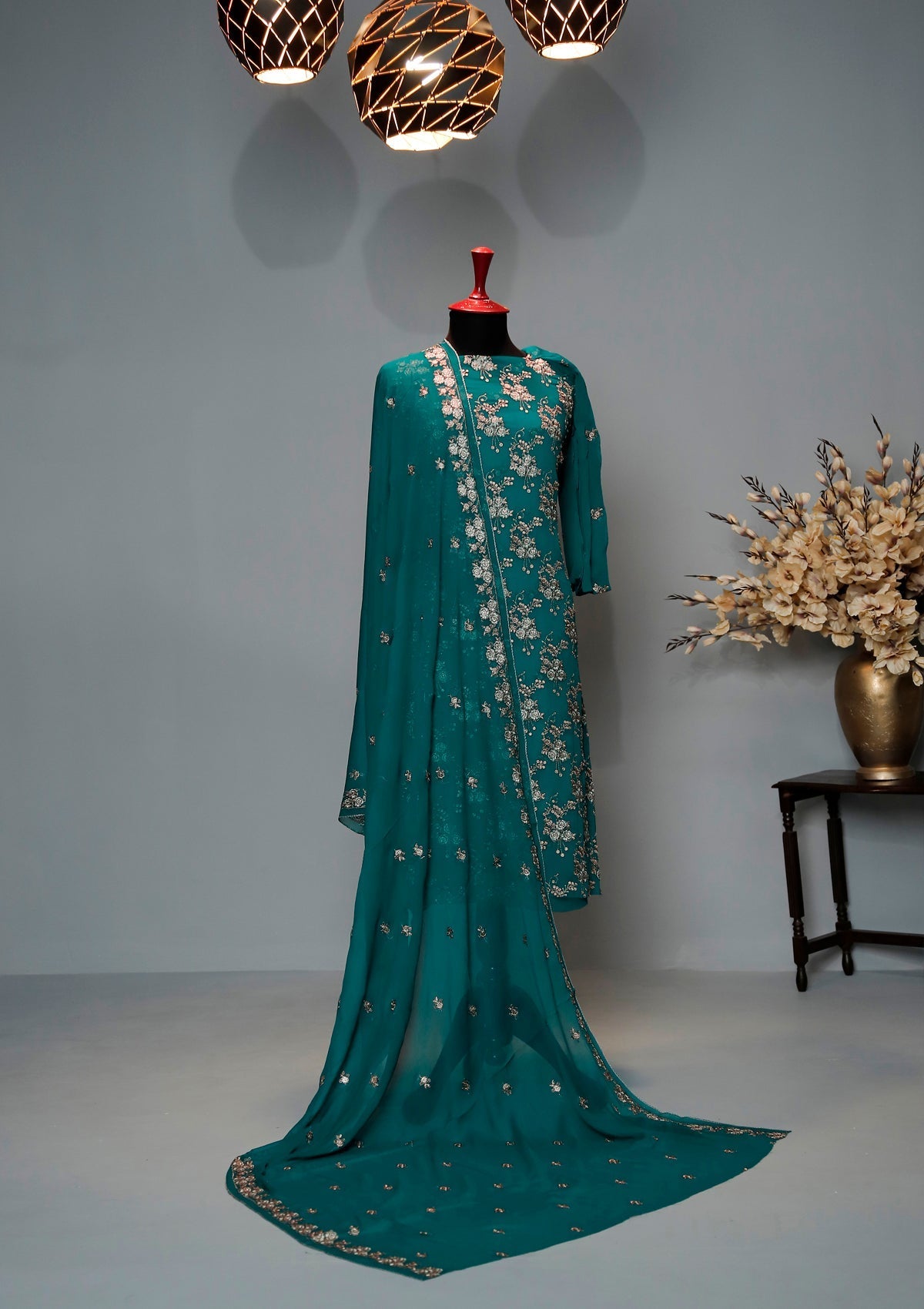 Formal Dress - Fancy Chiffon Emb - 2 Pcs - D#104303 (D Zink) available at Saleem Fabrics Traditions