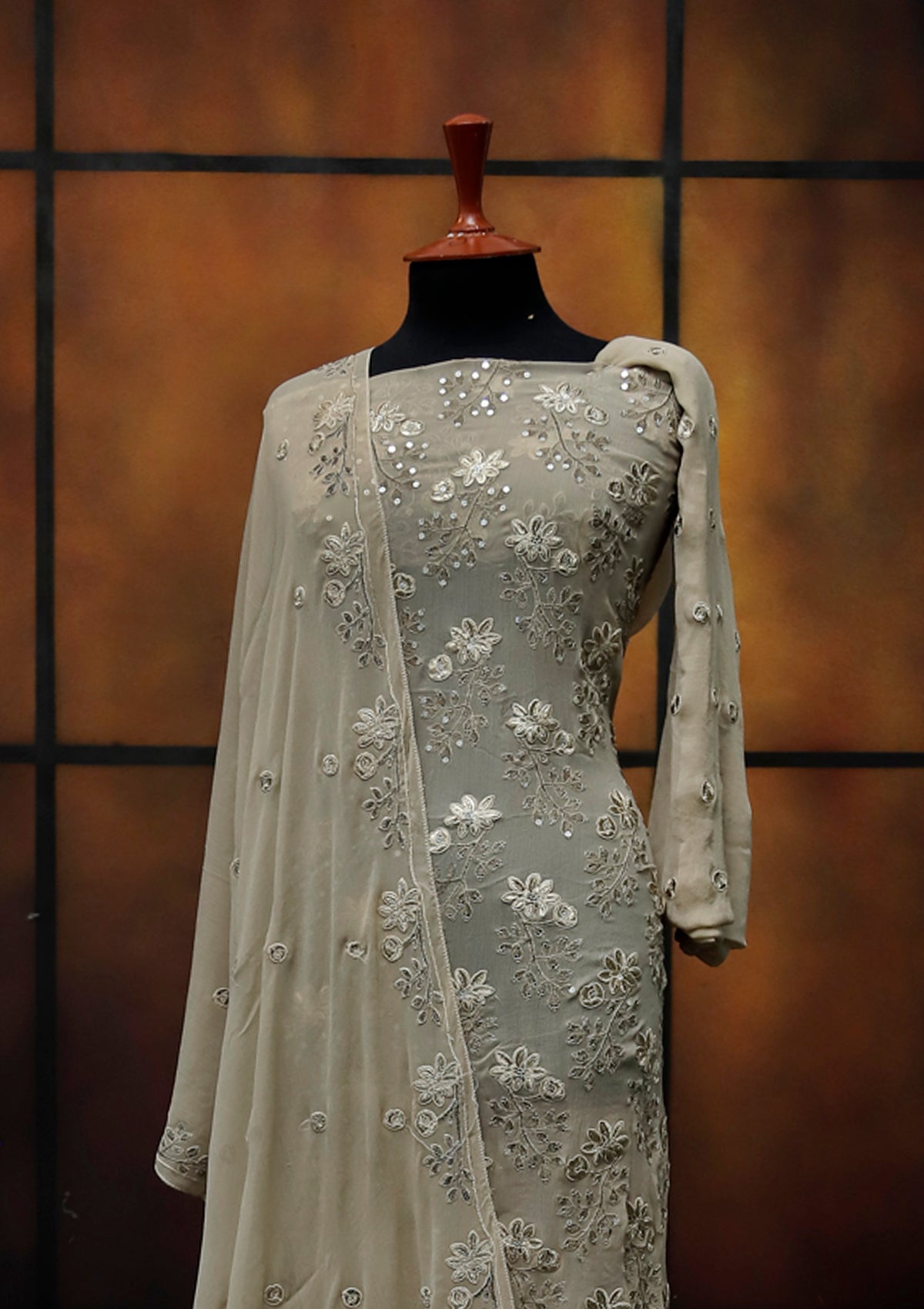 Formal Dress - Fancy Chiffon Emb - 2 Pcs - D#104340 (L Mouse) available at Saleem Fabrics Traditions