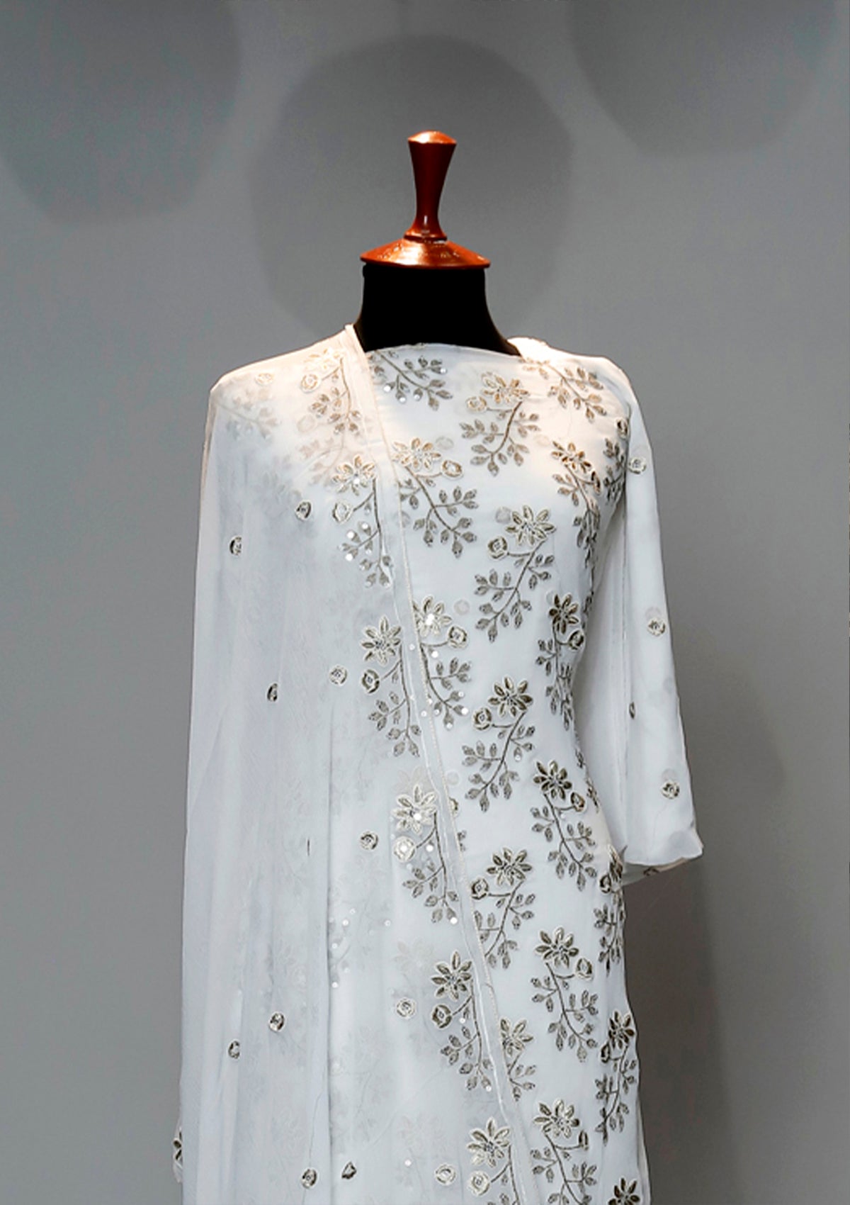 Formal Dress - Fancy Chiffon Emb - 2 Pcs - D#104340 (Off White) available at Saleem Fabrics Traditions