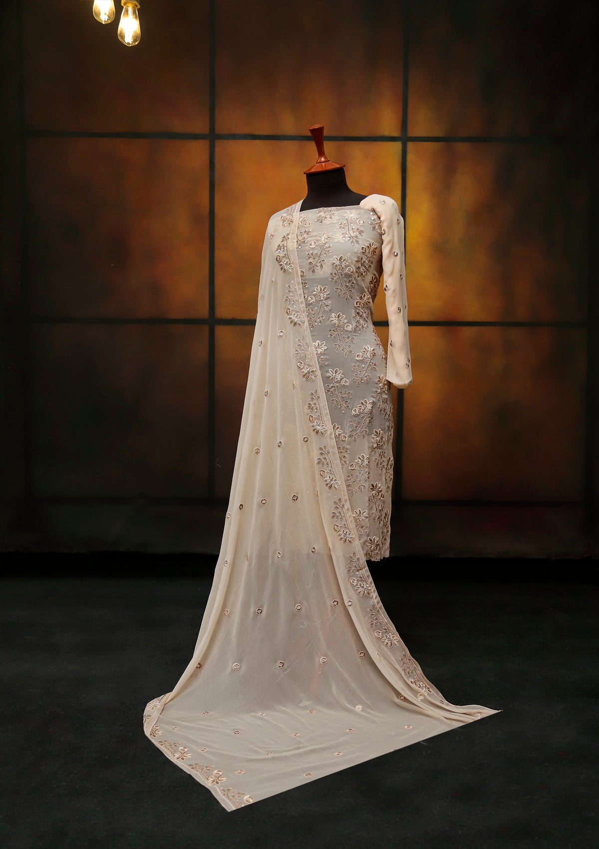 Formal Dress - Fancy Chiffon Emb - 2 Pcs - D#104340 (Peach) available at Saleem Fabrics Traditions