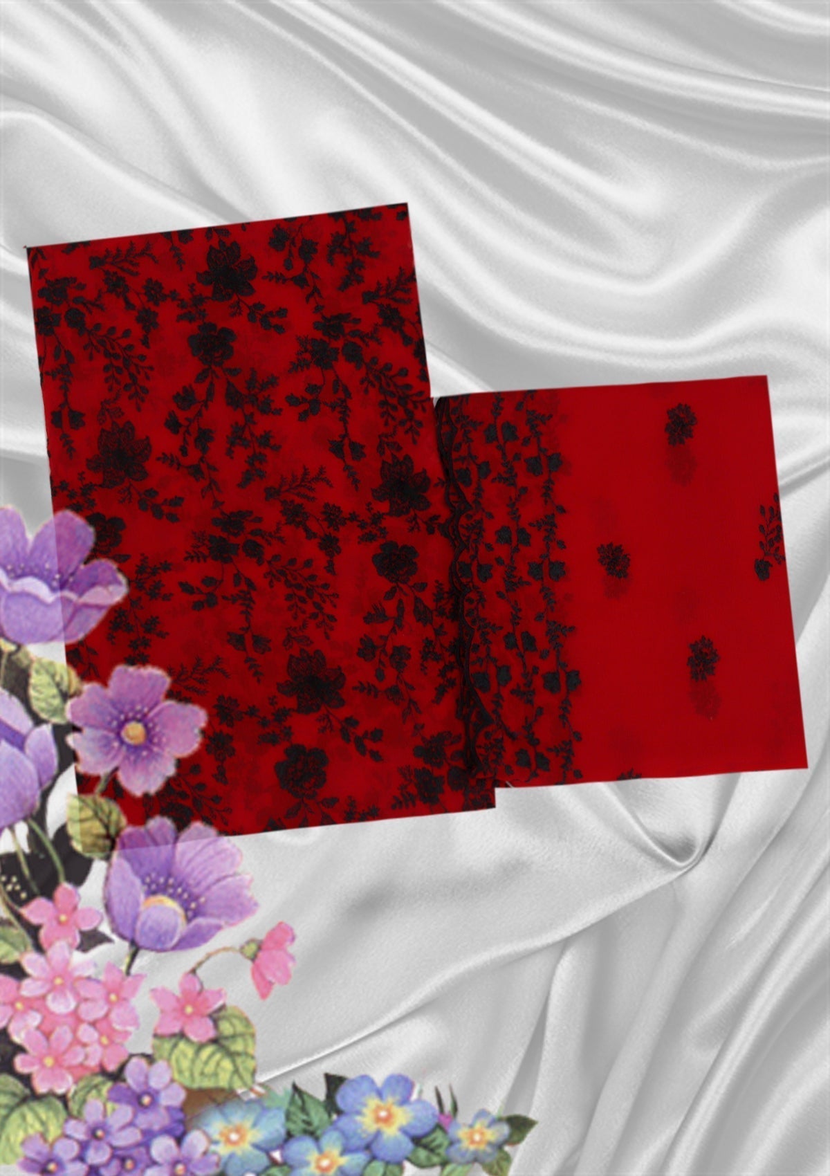 Formal Dress - Fancy Chiffon Emb - 2 Pcs - D#104388 (Red) available at Saleem Fabrics Traditions