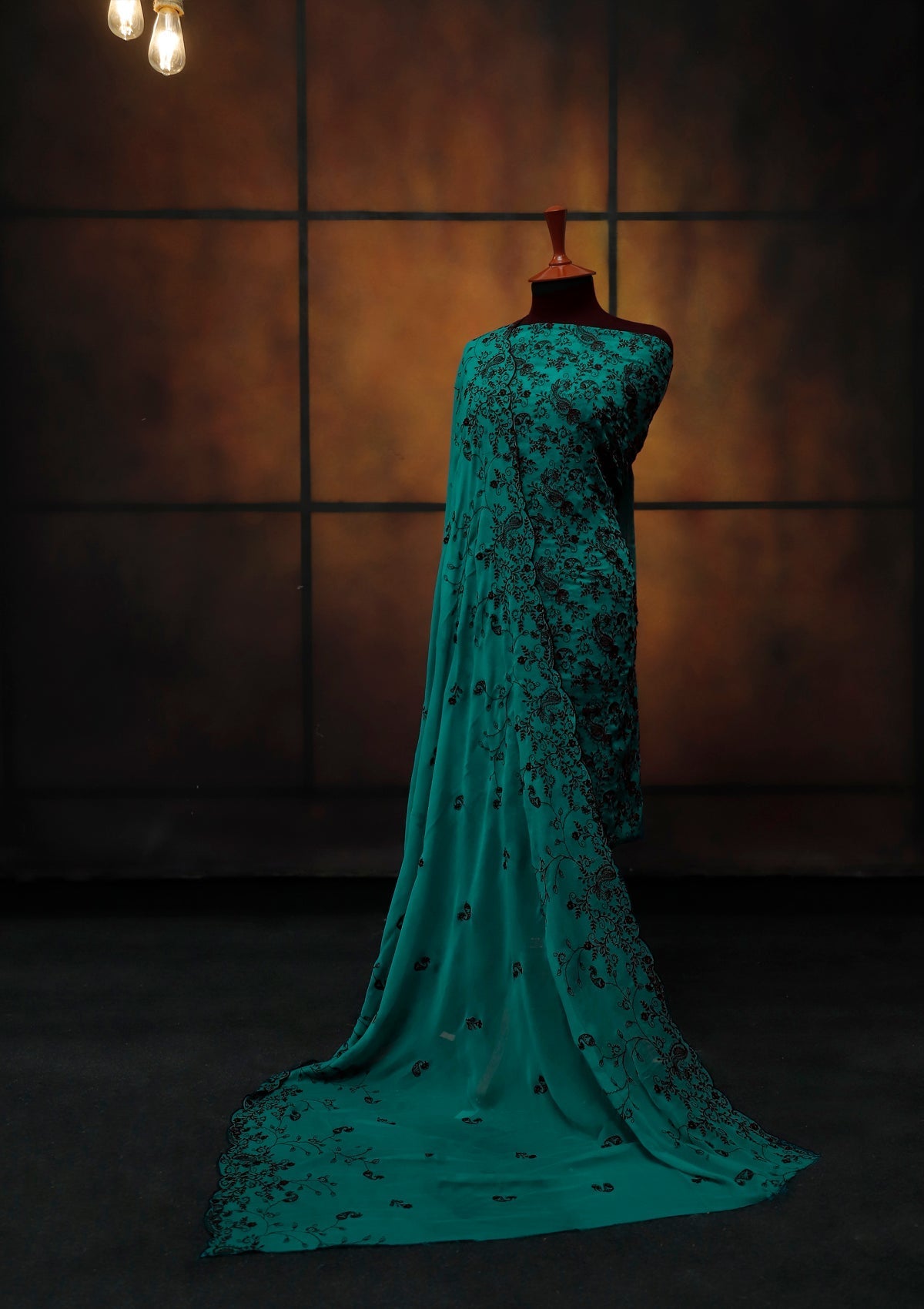 Formal Dress - Fancy Chiffon Emb - 2 Pcs - D#104393 (DS Green) available at Saleem Fabrics Traditions