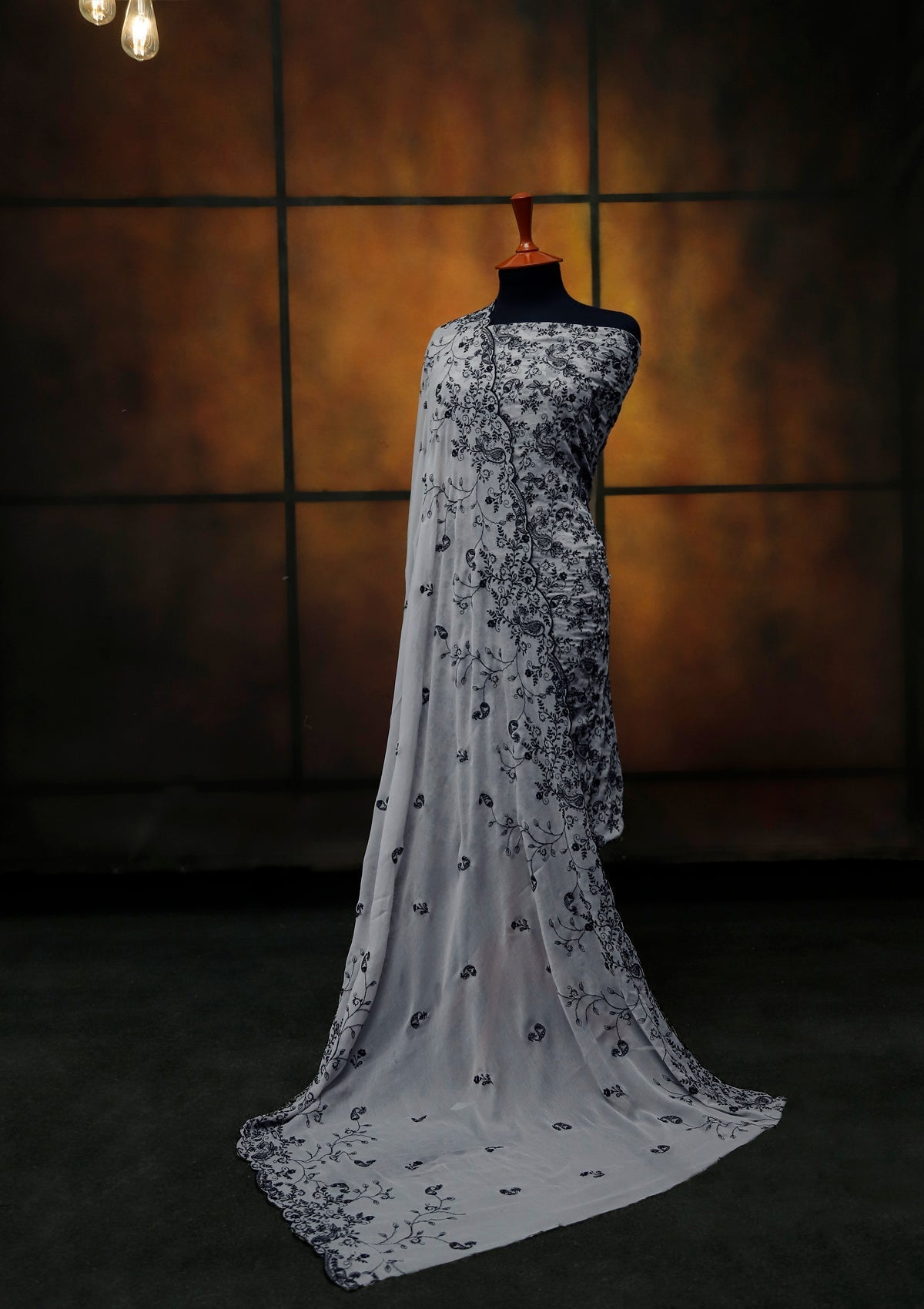 Formal Dress - Fancy Chiffon Emb - 2 Pcs - D#104393 (Grey) available at Saleem Fabrics Traditions