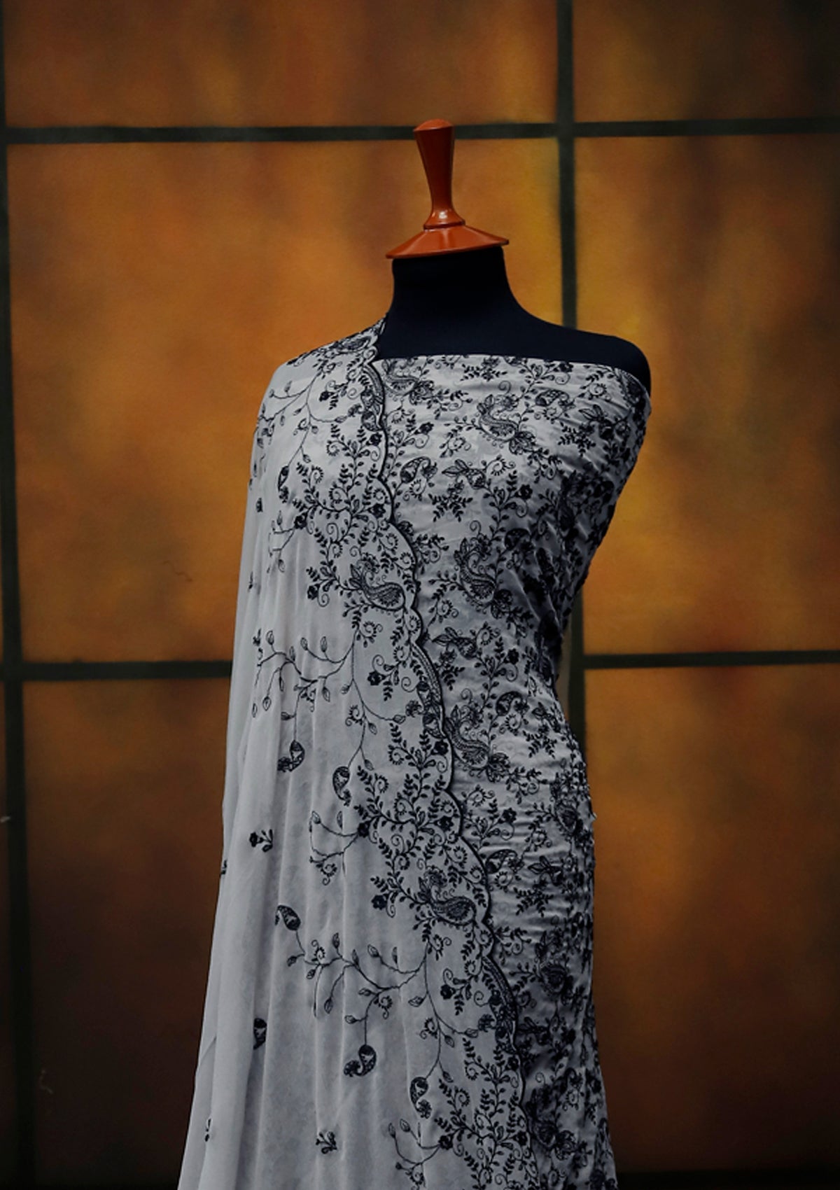 Formal Dress - Fancy Chiffon Emb - 2 Pcs - D#104393 (Grey) available at Saleem Fabrics Traditions