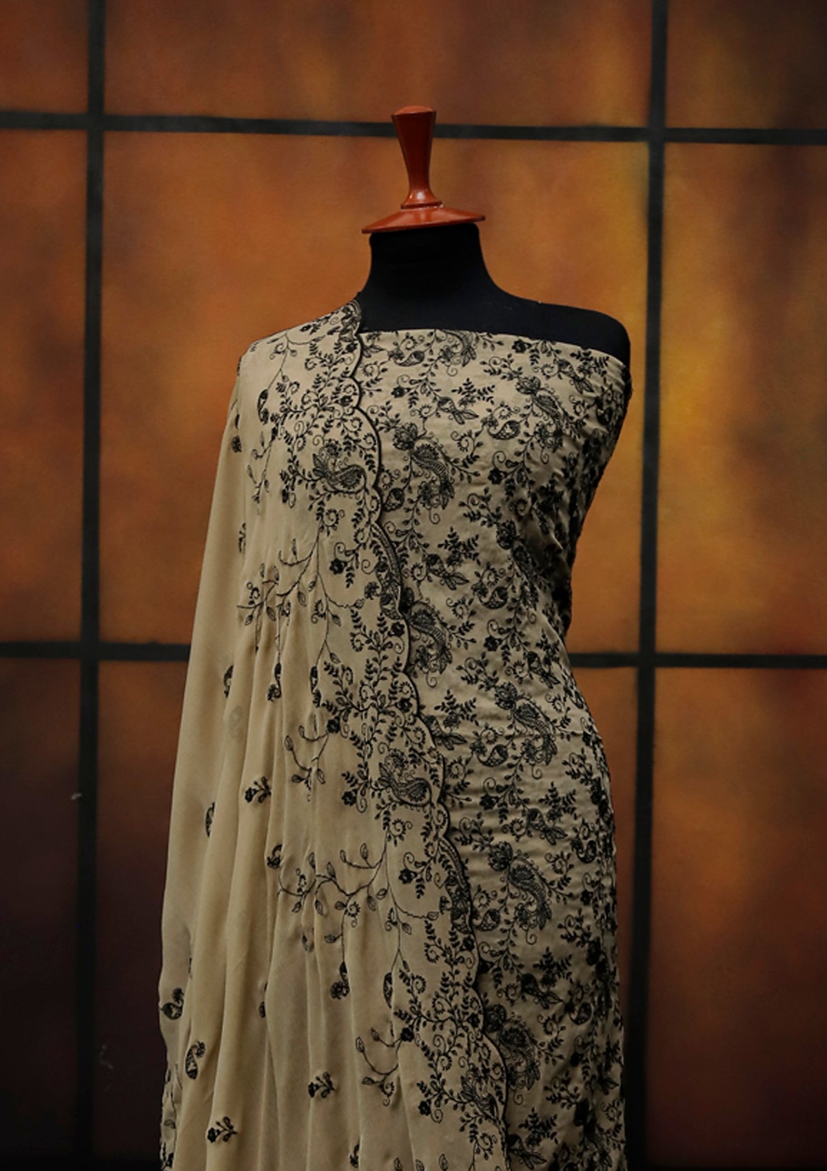 Formal Dress - Fancy Chiffon Emb - 2 Pcs - D#104393 (L Brown) available at Saleem Fabrics Traditions