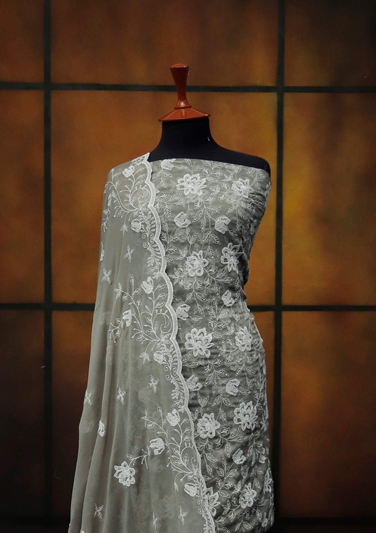 Formal Dress - Fancy Chiffon Emb - 2 Pcs - D#104415 (Grey) available at Saleem Fabrics Traditions
