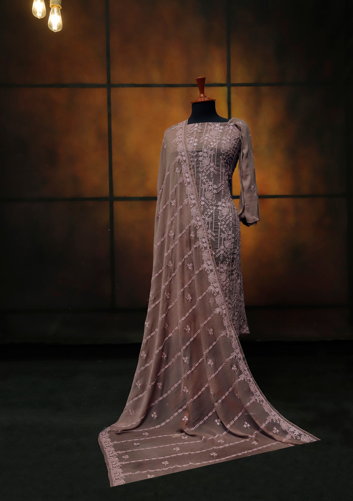 Formal Dress - Fancy Chiffon Emb - 2 Pcs - D#104478 (Brown) available at Saleem Fabrics Traditions