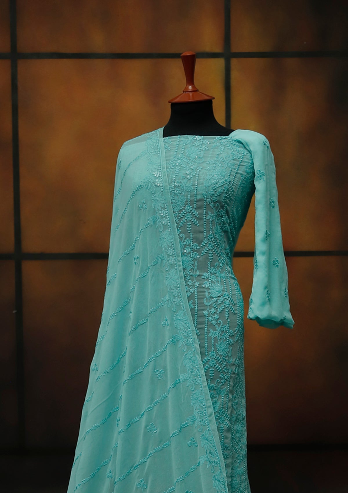 Formal Dress - Fancy Chiffon Emb - 2 Pcs - D#104478 (Ferozi) available at Saleem Fabrics Traditions
