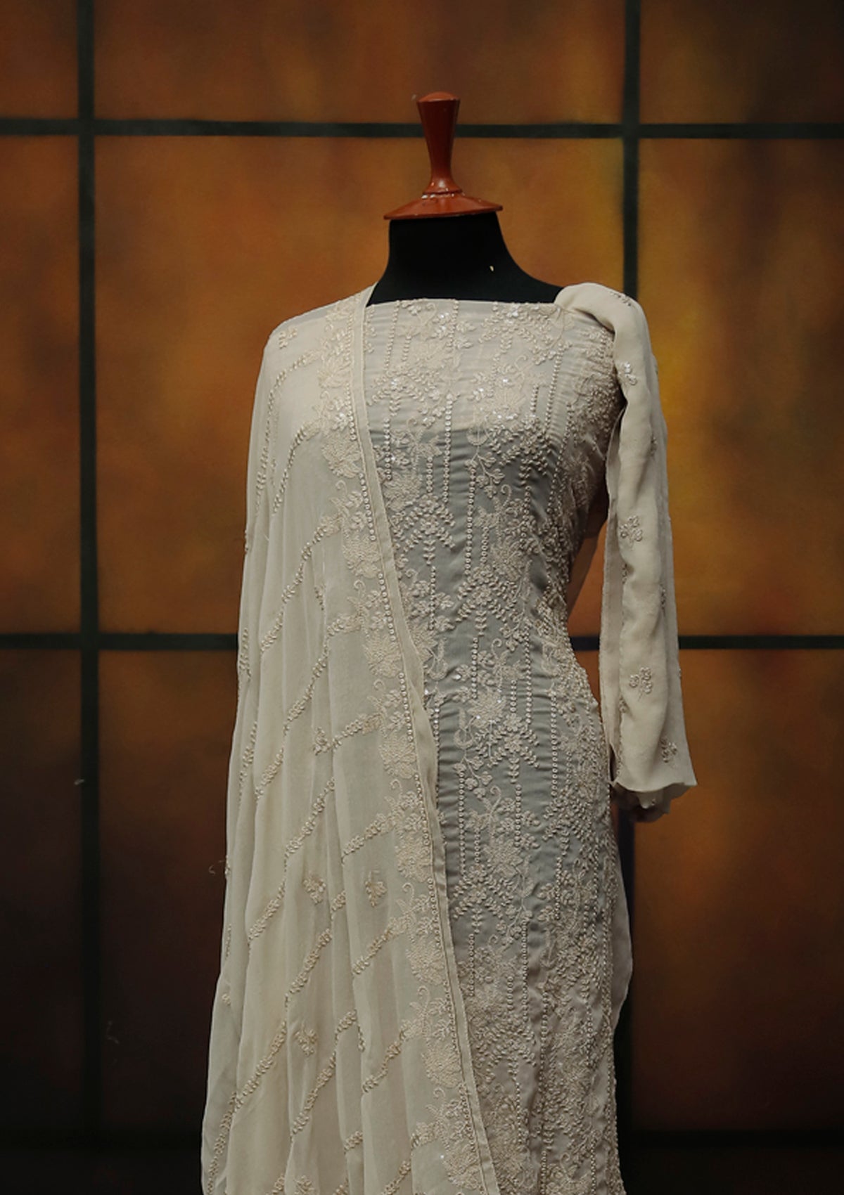 Formal Dress - Fancy Chiffon Emb - 2 Pcs - D#104478 (Skin) available at Saleem Fabrics Traditions