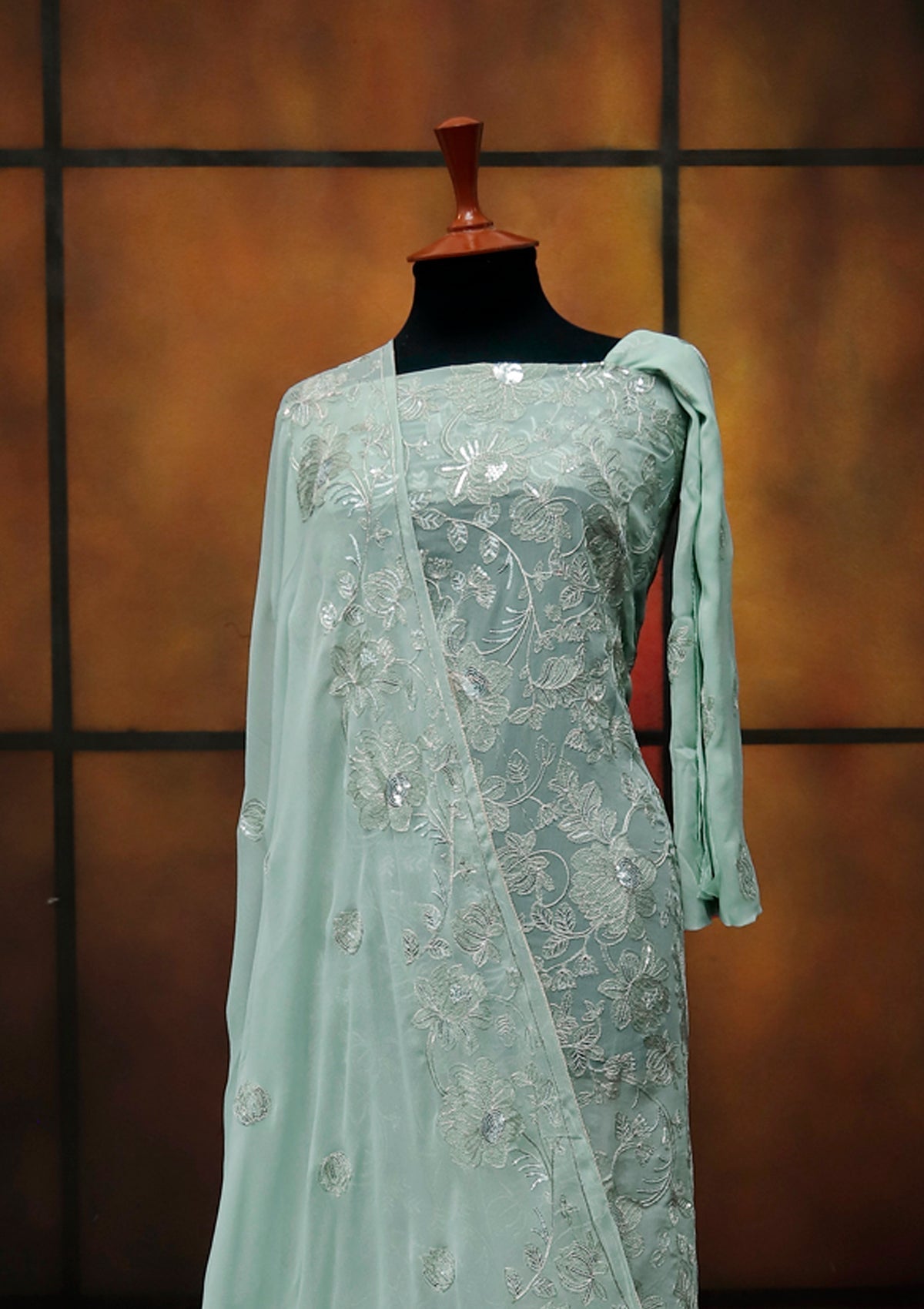 Formal Dress - Fancy Chiffon Emb - 2 Pcs - D#104480 (L Ferozi) available at Saleem Fabrics Traditions