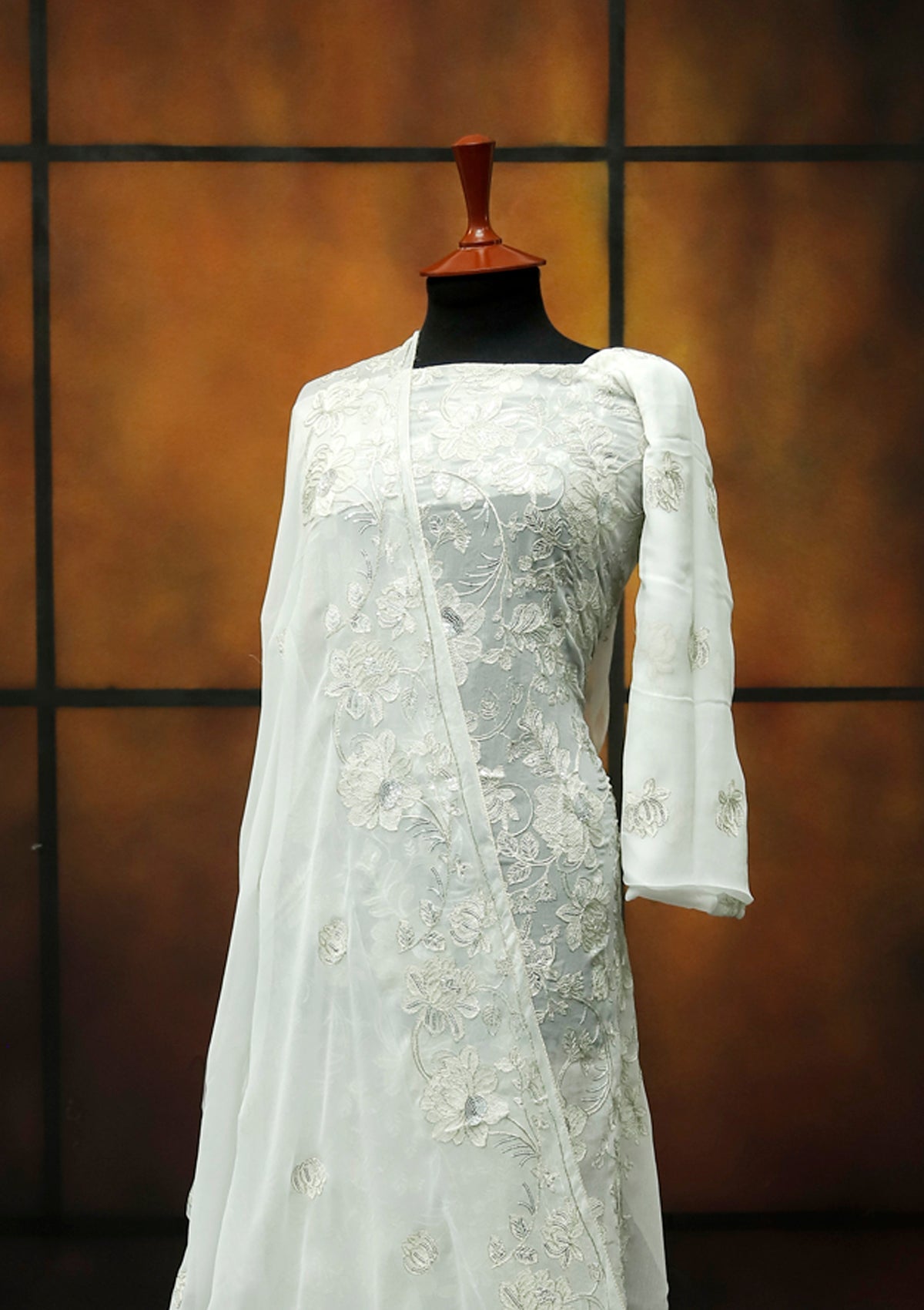 Formal Dress - Fancy Chiffon Emb - 2 Pcs - D#104480 (White) available at Saleem Fabrics Traditions