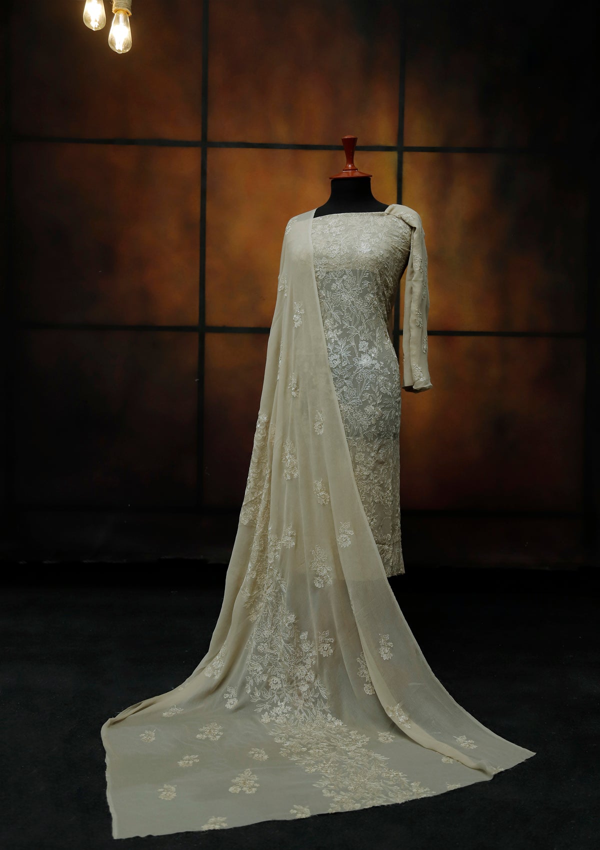 Formal Dress - Fancy Chiffon Emb - 2 Pcs - D#104482 (D Skin) available at Saleem Fabrics Traditions