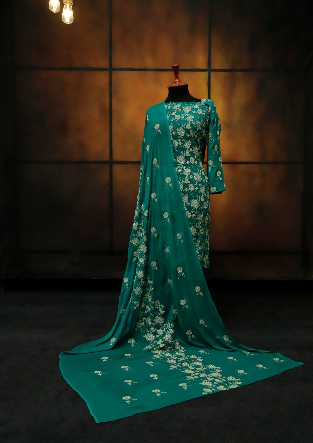 Formal Dress - Fancy Chiffon Emb - 2 Pcs - D#104485 (DS Green) available at Saleem Fabrics Traditions
