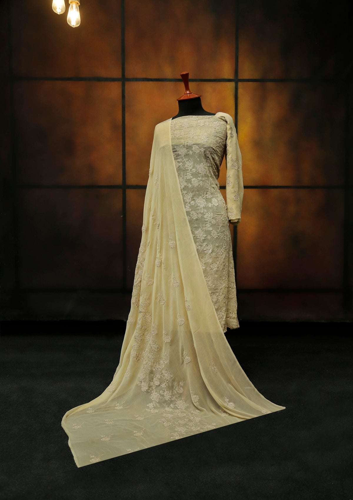 Formal Dress - Fancy Chiffon Emb - 2 Pcs - D#104485 (Golden) available at Saleem Fabrics Traditions