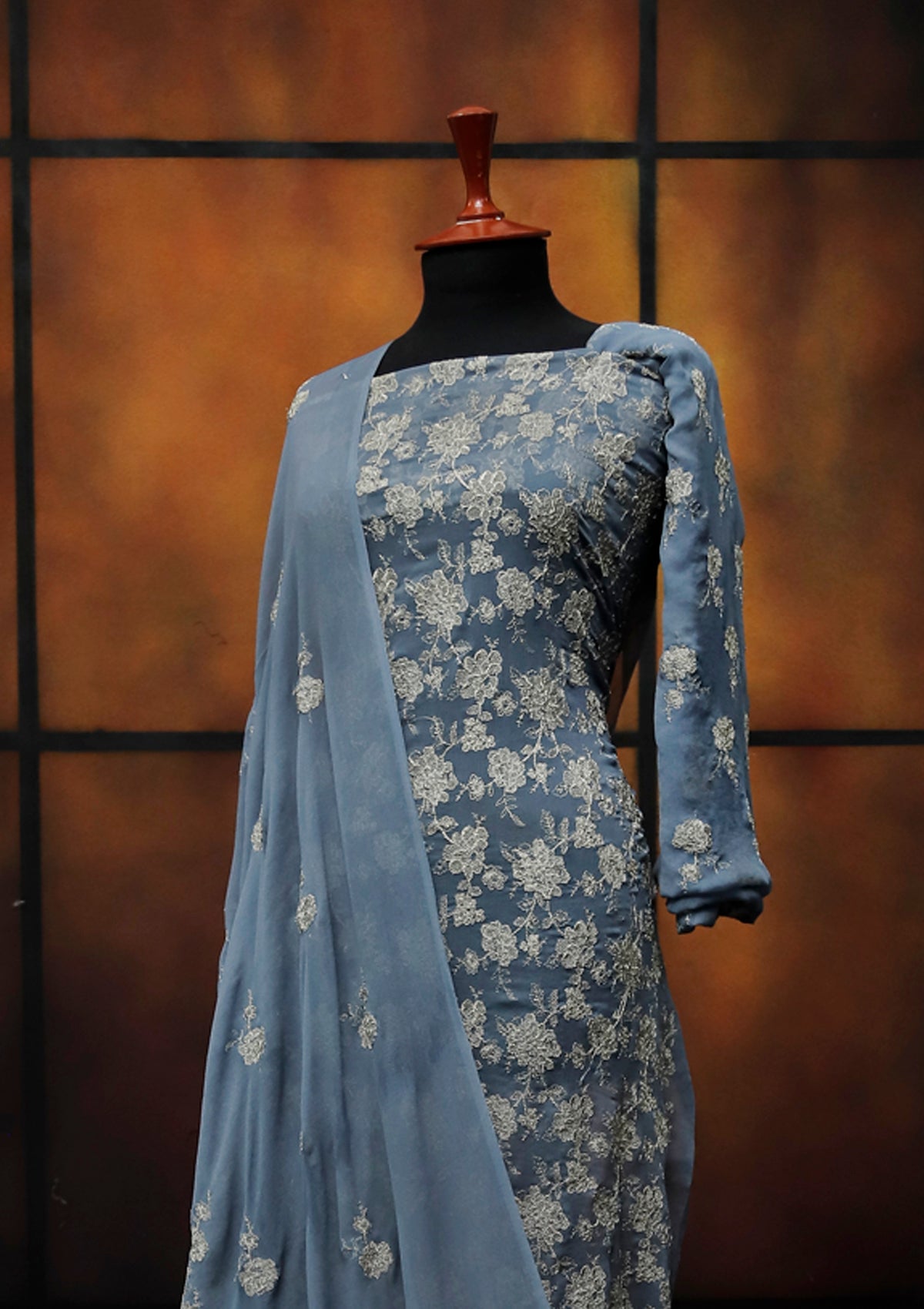 Formal Dress - Fancy Chiffon Emb - 2 Pcs - D#104485 (Grey) available at Saleem Fabrics Traditions