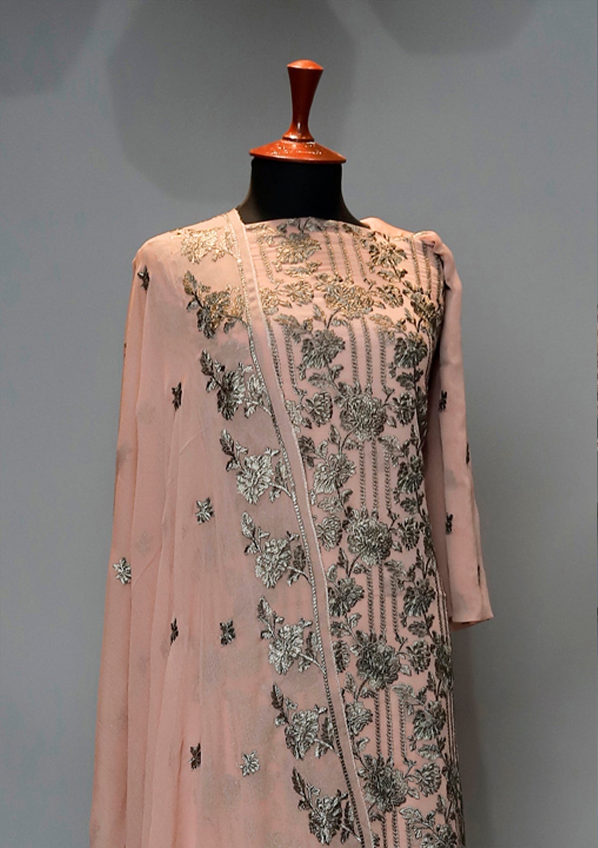 Formal Dress - Fancy Chiffon Emb - 2 Pcs - D#104490 (Rust) available at Saleem Fabrics Traditions