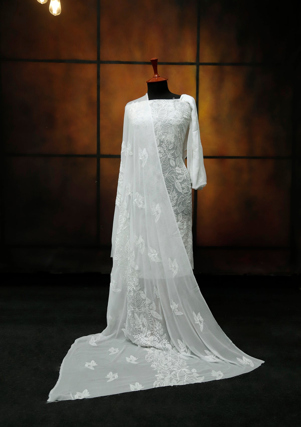 Formal Dress - Fancy Chiffon Emb - 2 Pcs - D#104492 (White) available at Saleem Fabrics Traditions
