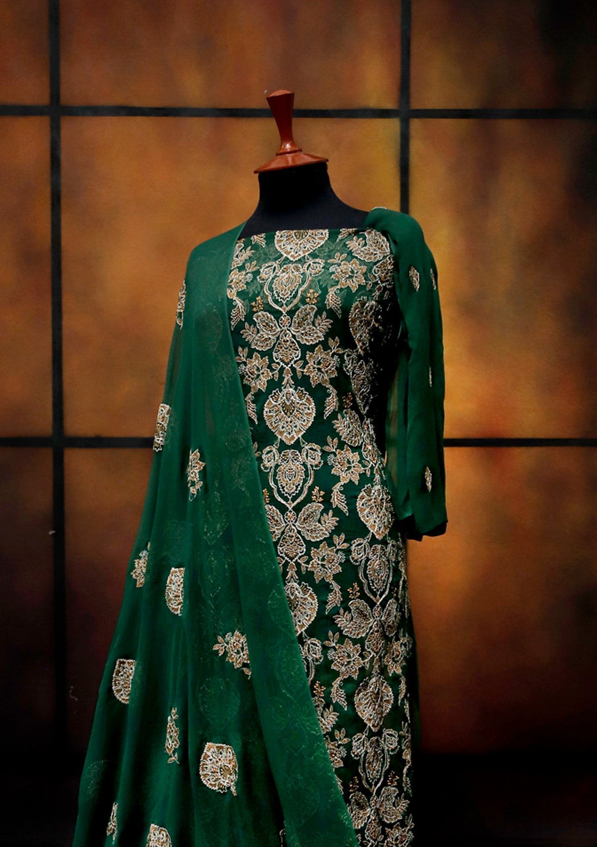 Formal Dress - Fancy Chiffon Emb - 2 Pcs - D#104512 (B Green) available at Saleem Fabrics Traditions
