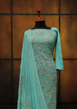Formal Dress - Fancy Chiffon Emb - 2 Pcs - D#104517 (Ferozi) available at Saleem Fabrics Traditions