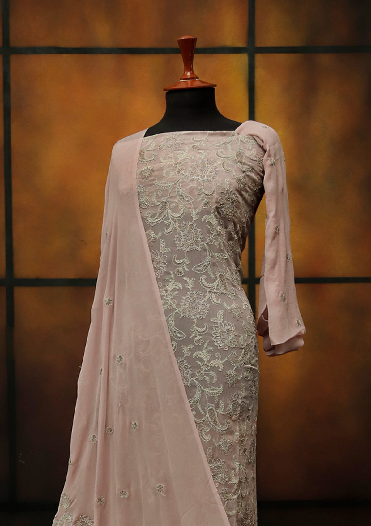 Formal Dress - Fancy Chiffon Emb - 2 Pcs - D#104517 (L Pink) available at Saleem Fabrics Traditions