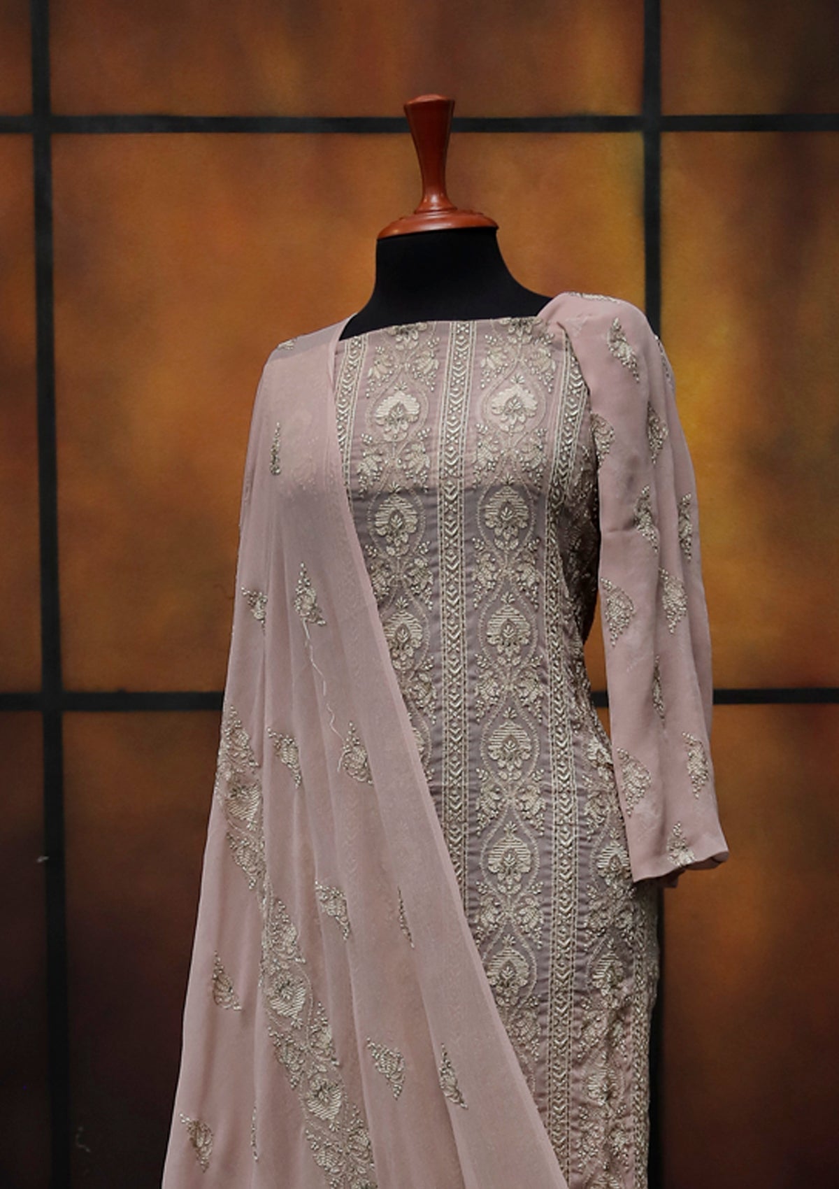 Formal Dress - Fancy Chiffon Emb - 2 Pcs - D#104519 (L Pink) available at Saleem Fabrics Traditions