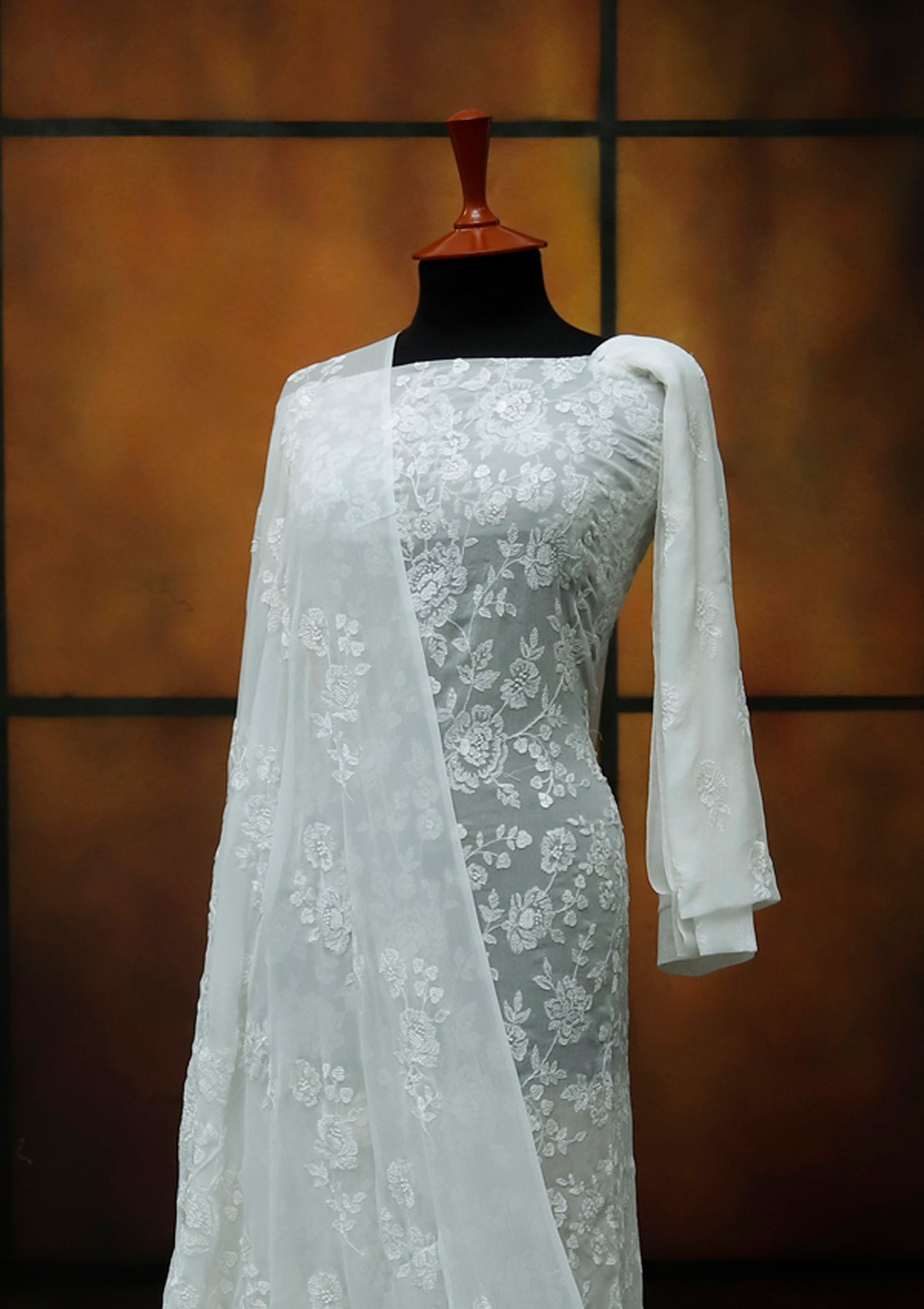 Formal Dress - Fancy Chiffon Emb - 2 Pcs - D#104522 (N White) available at Saleem Fabrics Traditions