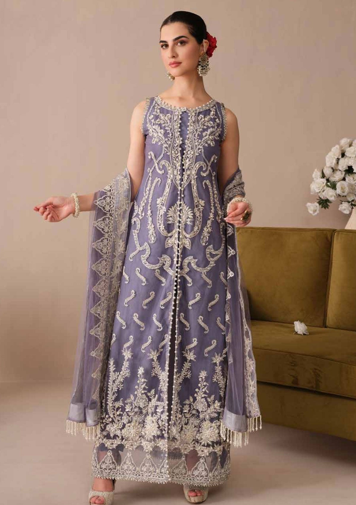 Formal Dress - Freesia - Noor Jahan - Surmai - FFG#16 available at Saleem Fabrics Traditions