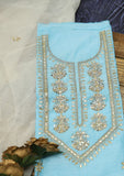 Formal Dress - Gota Work - Paper Cotton - 2 Pcs Suit - Ferozi - D01 available at Saleem Fabrics Traditions