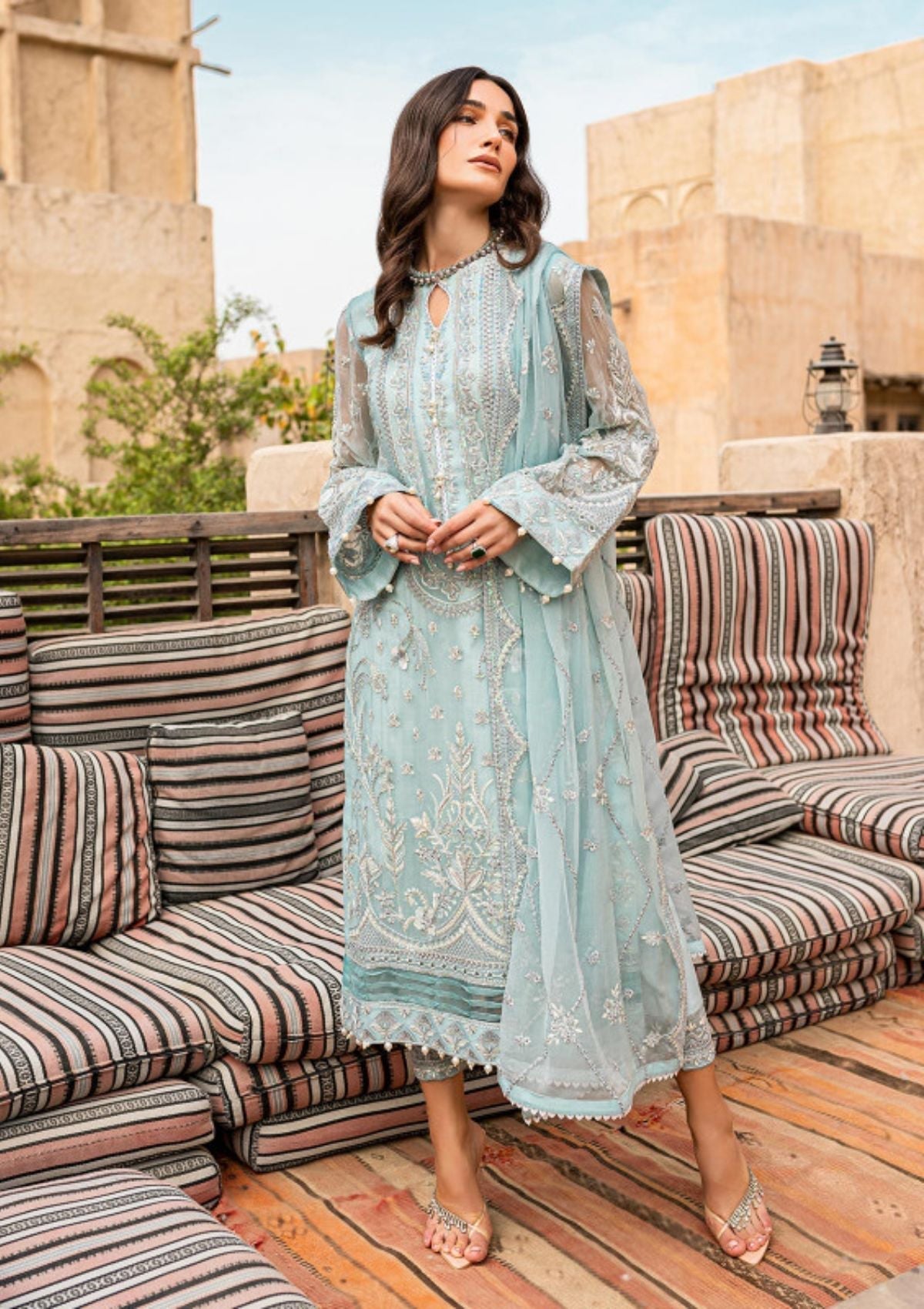 Formal Dress - Gulaal - Embroidered - Chiffon - Asmarah - GEC#5 available at Saleem Fabrics Traditions
