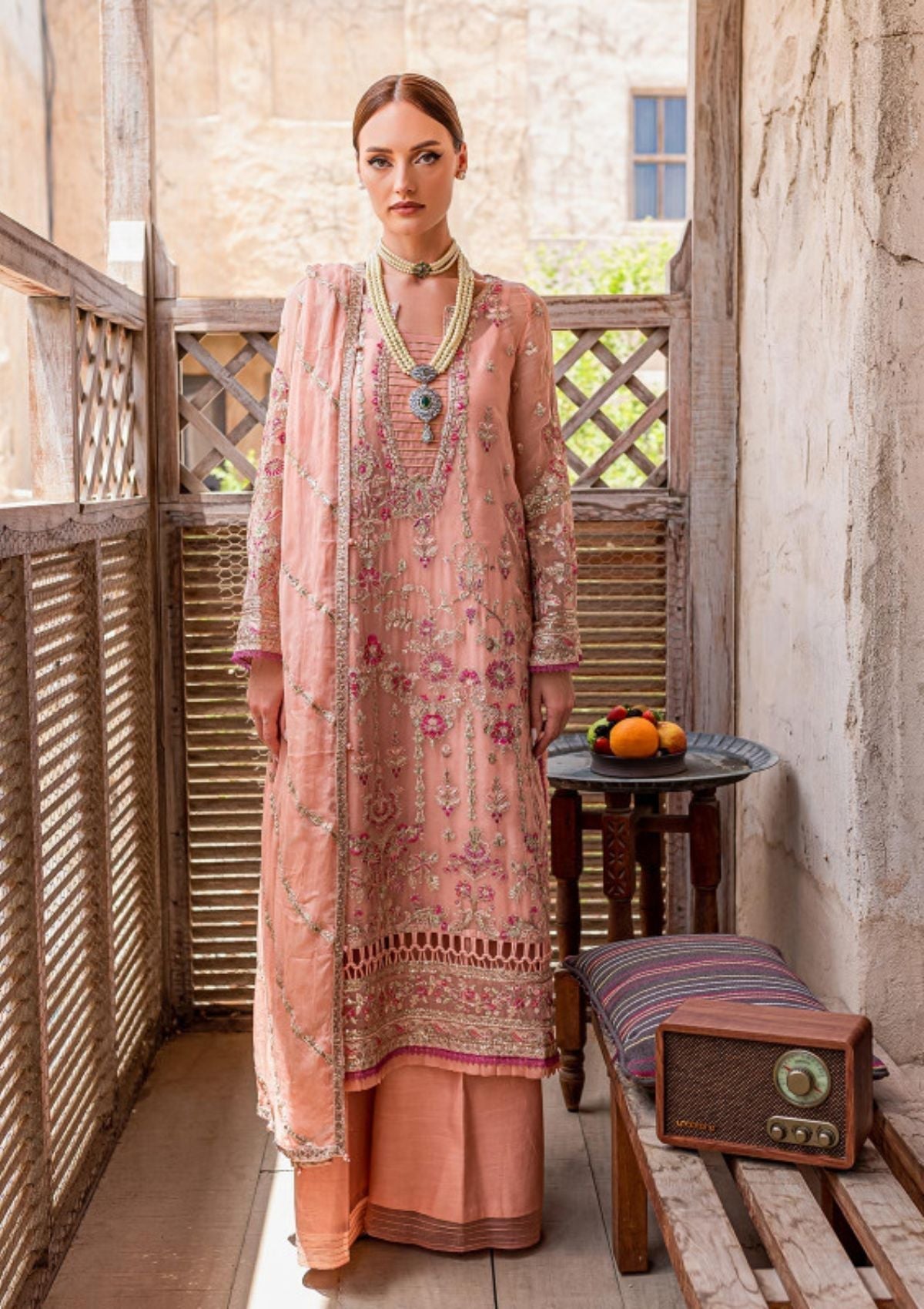 Formal Dress - Gulaal - Embroidered - Chiffon - Mehermah - GEC#6 available at Saleem Fabrics Traditions