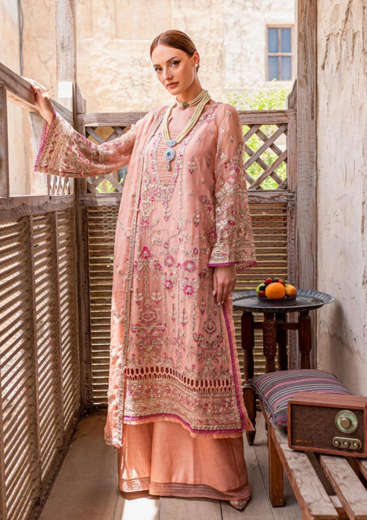 Formal Dress - Gulaal - Embroidered - Chiffon - Mehermah - GEC#6 available at Saleem Fabrics Traditions