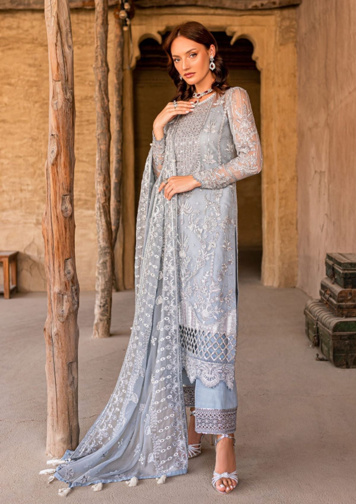 Formal Dress - Gulaal - Embroidered - Chiffon - Samarah - GEC#4 available at Saleem Fabrics Traditions