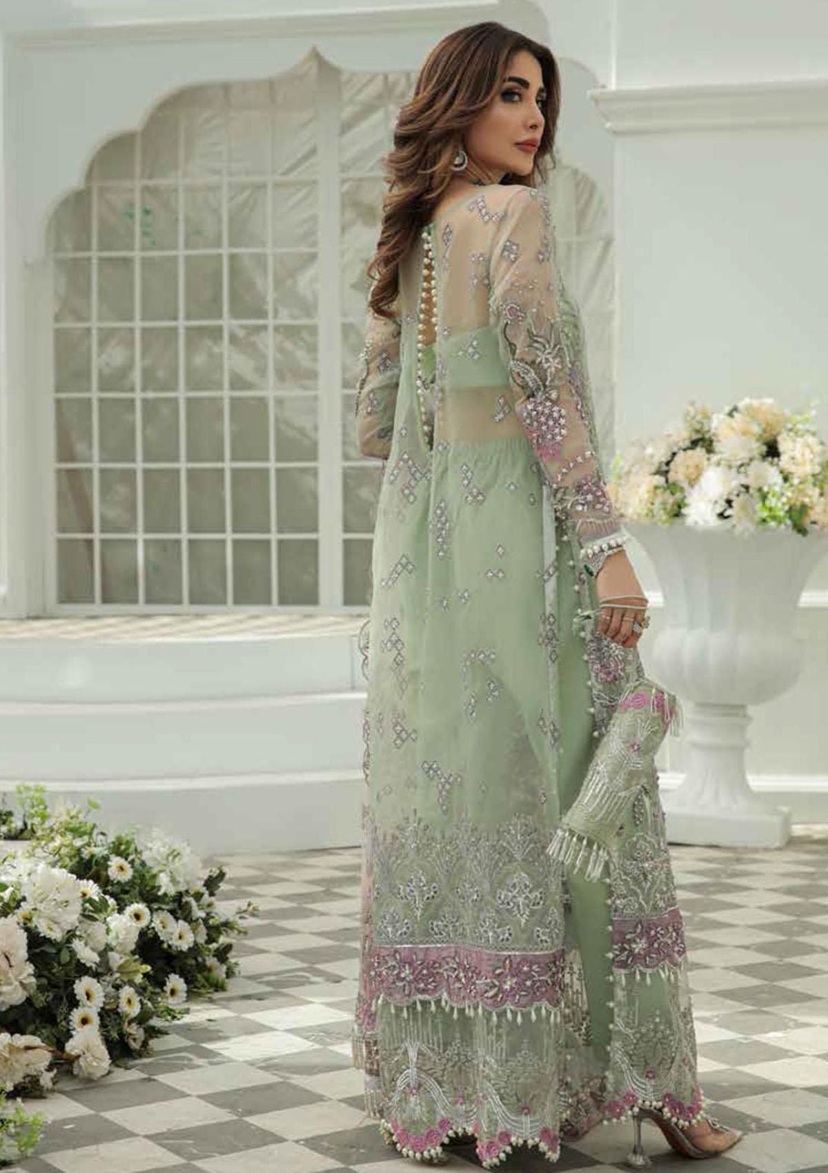 Formal Dress - Inayat -  Luxury Wedding - Mint Maniya - D#5 available at Saleem Fabrics Traditions
