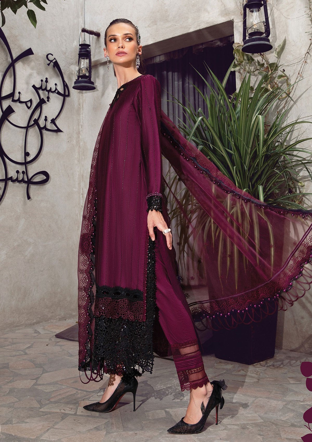 Formal Dress - Maria B - Sateen - MBS#1 available at Saleem Fabrics Traditions