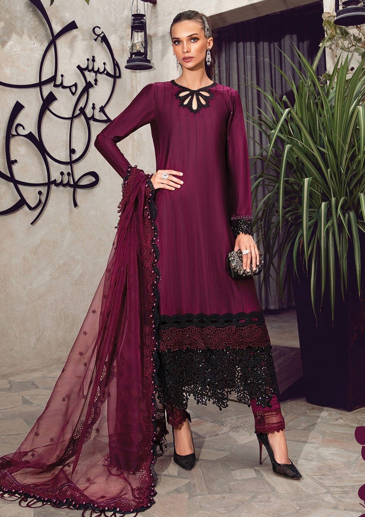 Formal Dress - Maria B - Sateen - MBS#1 available at Saleem Fabrics Traditions
