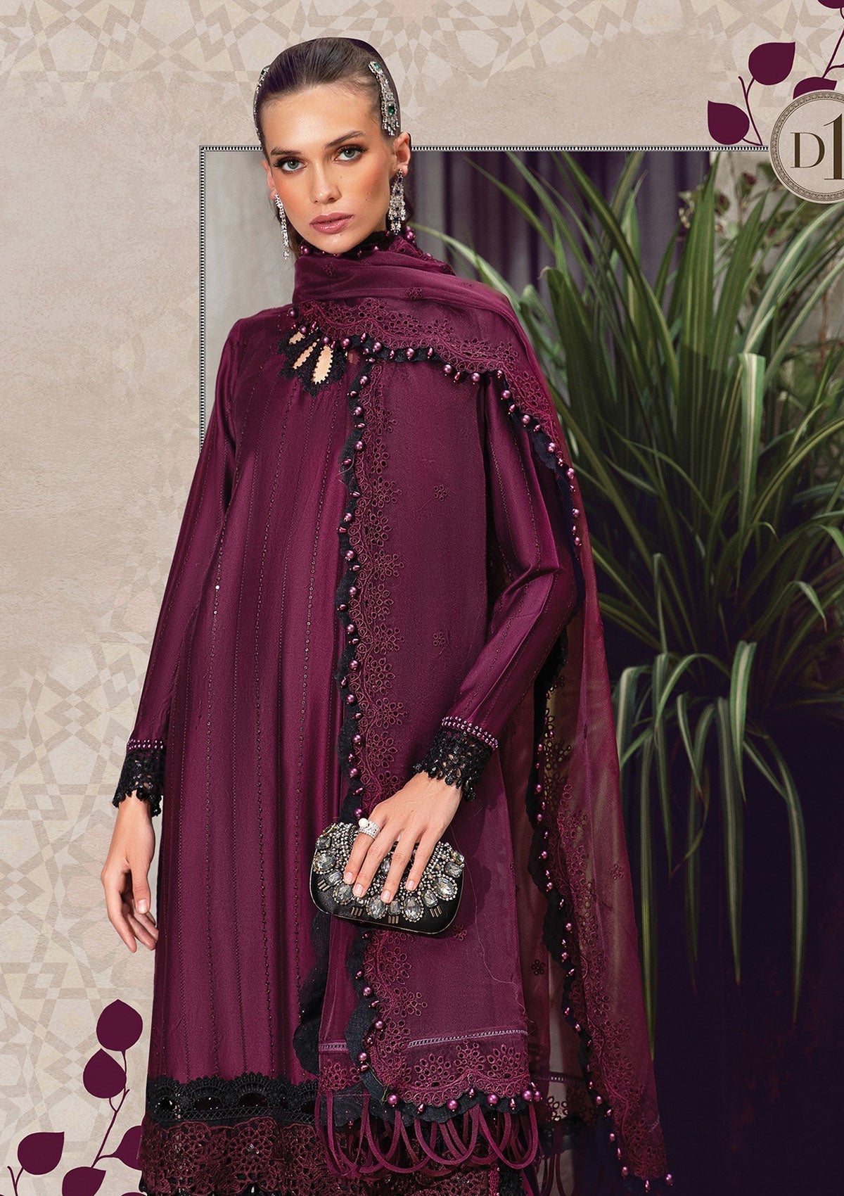 Formal Dress - Maria B - Sateen - MBS#1 available at Saleem Fabrics Traditions