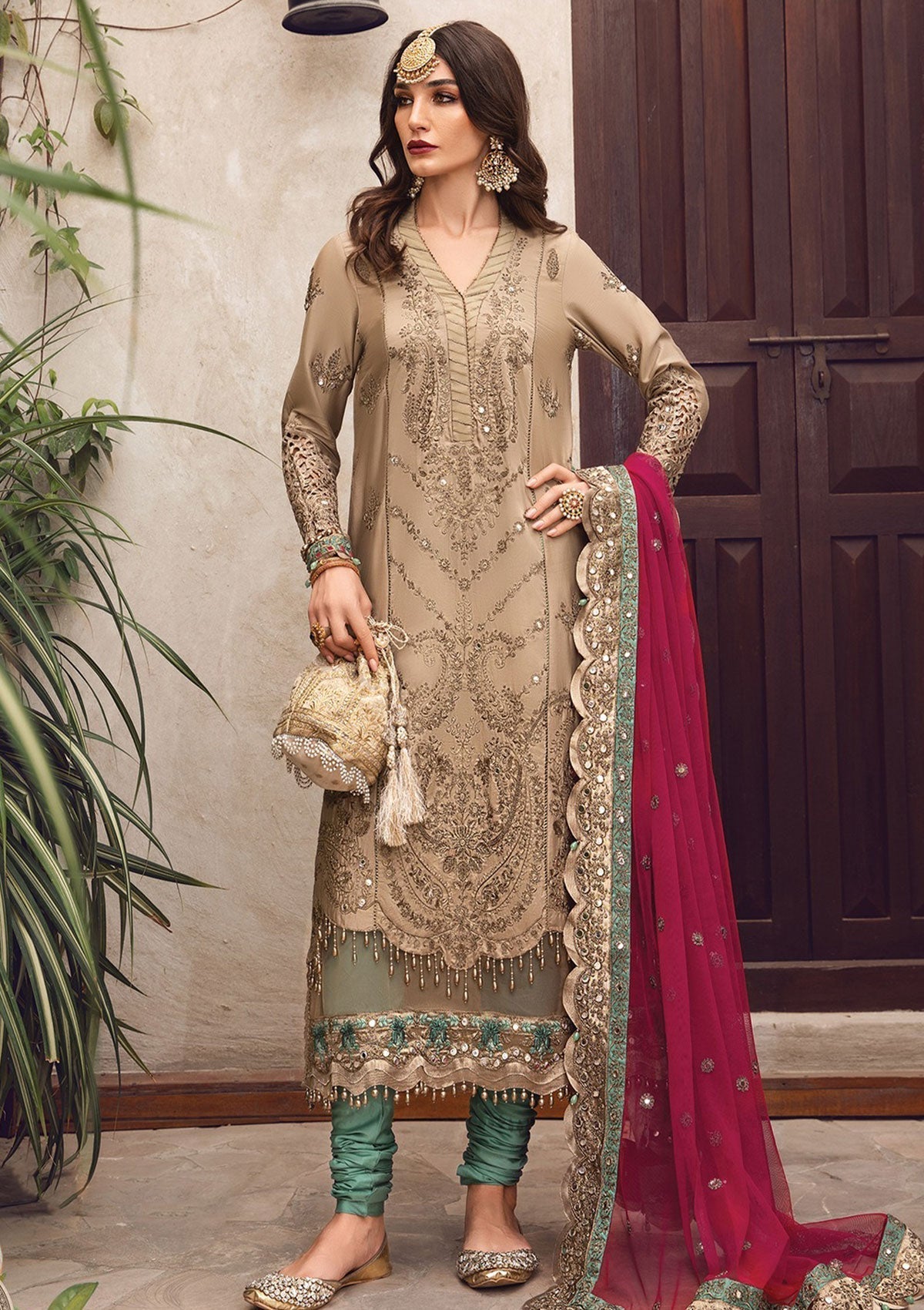 Formal Dress - Maria B - Sateen - MBS#4 available at Saleem Fabrics Traditions