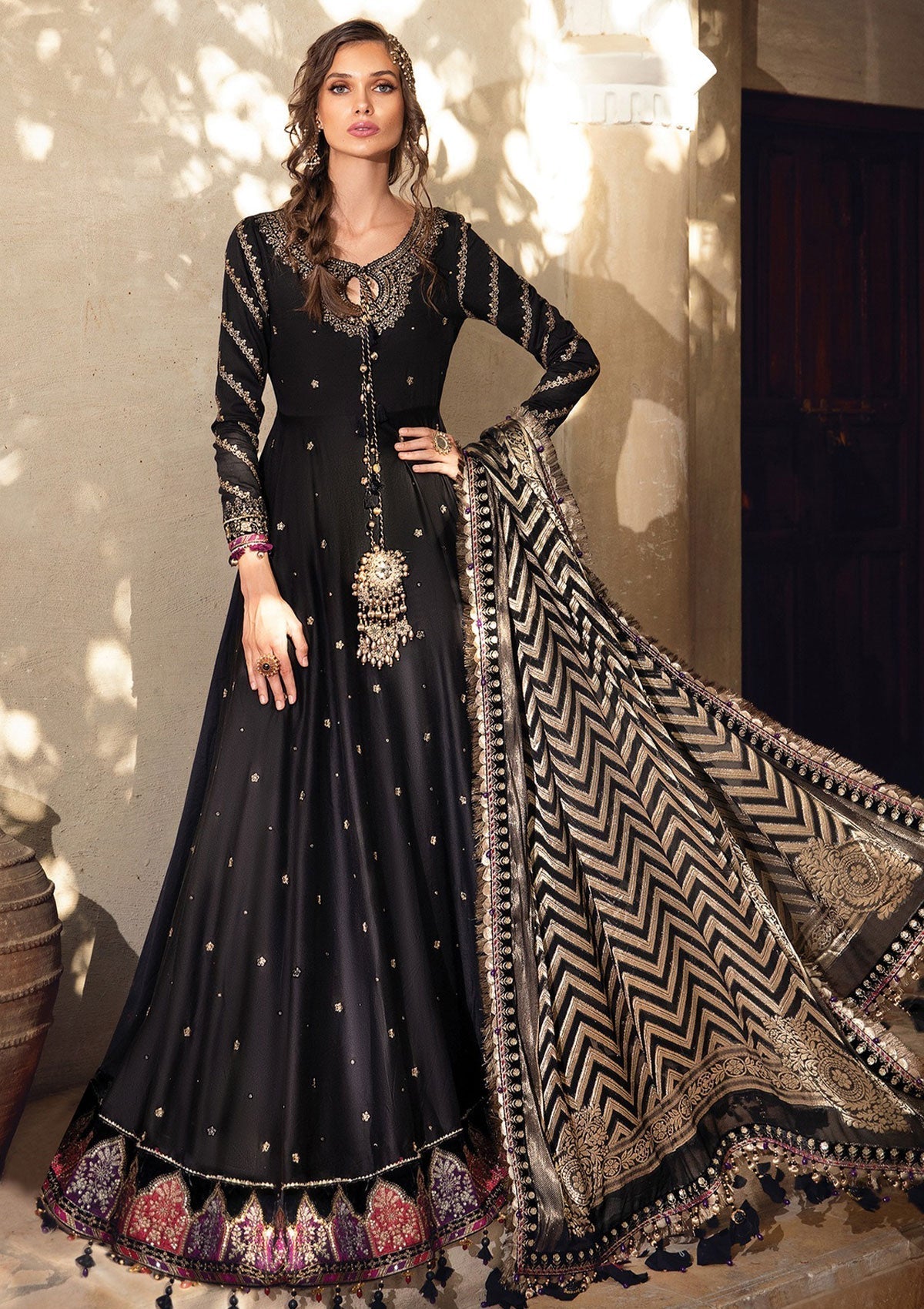 Formal Dress - Maria B - Sateen - MBS#6 available at Saleem Fabrics Traditions