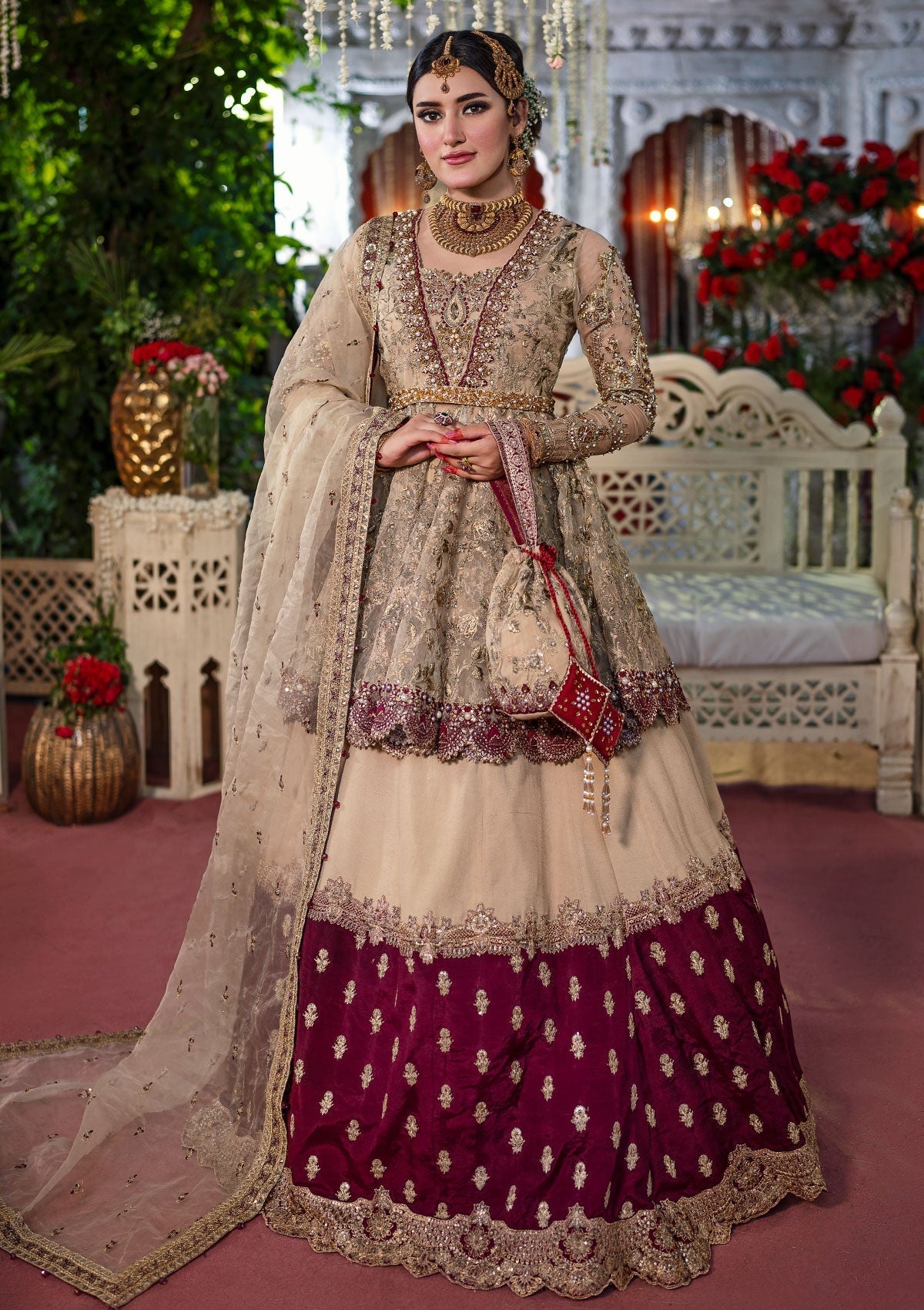 Formal Dress - Maria Osama Khan - Qubool Hai - SURKHAB available at Saleem Fabrics Traditions