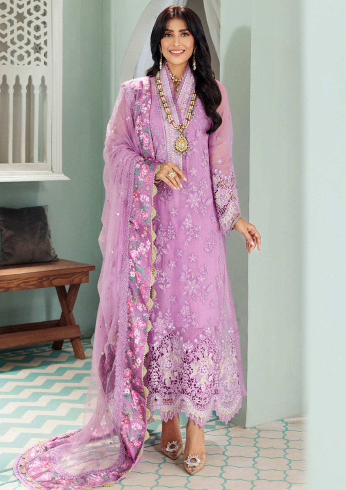 Formal Dress - Noor - Saadia Asad - Chiffon Laserkari - D#3 available at Saleem Fabrics Traditions