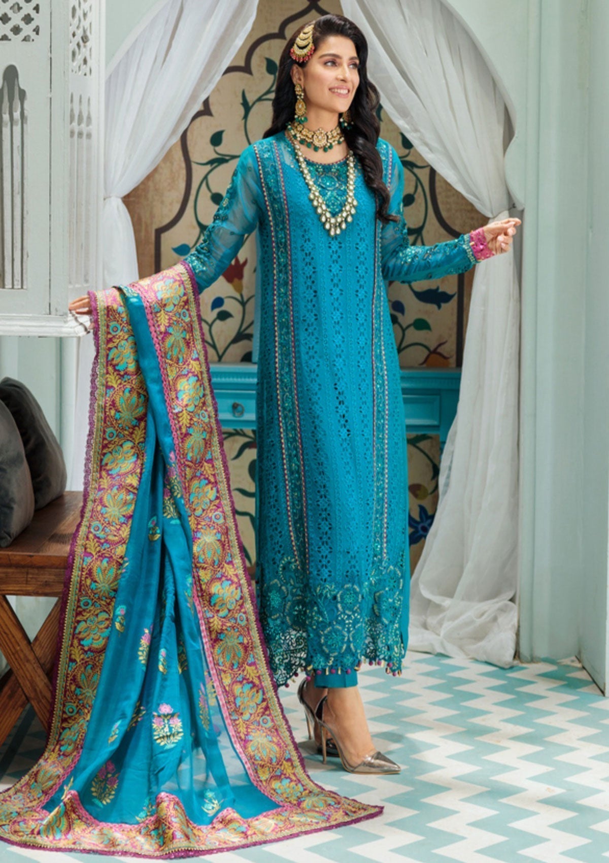 Formal Dress - Noor - Saadia Asad - Chiffon Laserkari - D#5 available at Saleem Fabrics Traditions