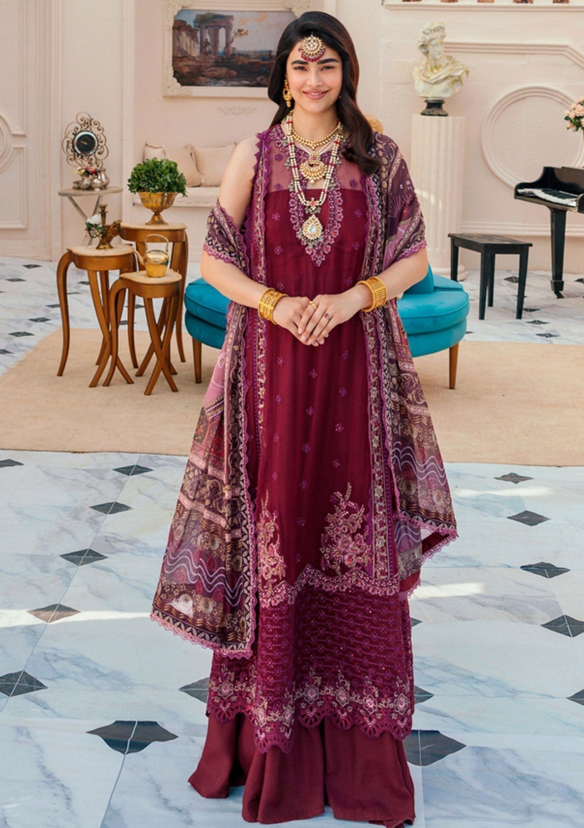 Formal Dress - Noor - Saadia Asad - Chiffon Laserkari - D#6 available at Saleem Fabrics Traditions