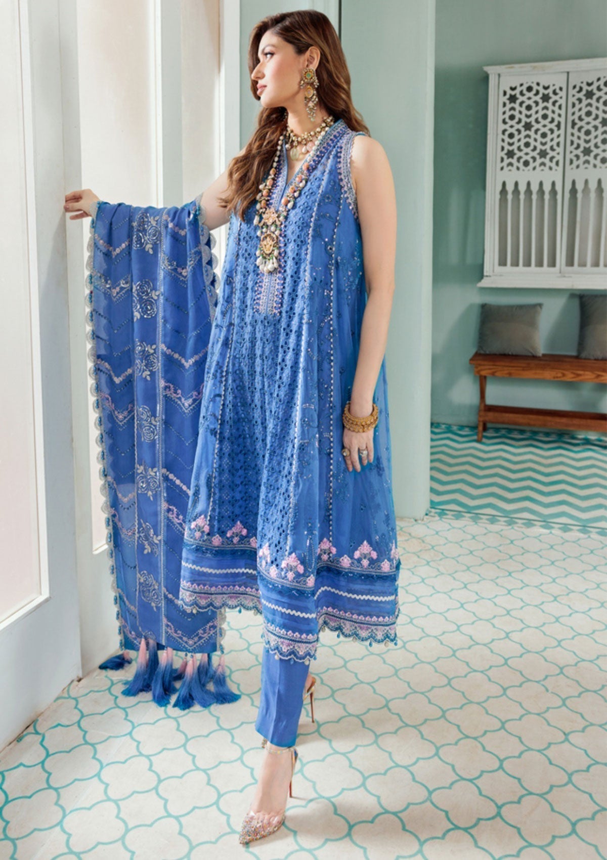 Formal Dress - Noor - Saadia Asad - Chiffon Laserkari - D#7 available at Saleem Fabrics Traditions
