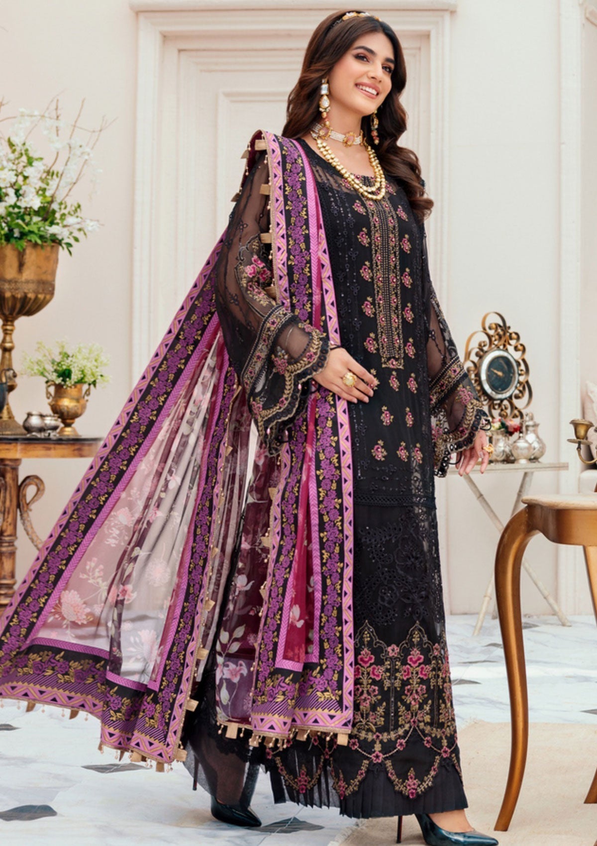 Formal Dress - Noor - Saadia Asad - Chiffon Laserkari - D#8 available at Saleem Fabrics Traditions
