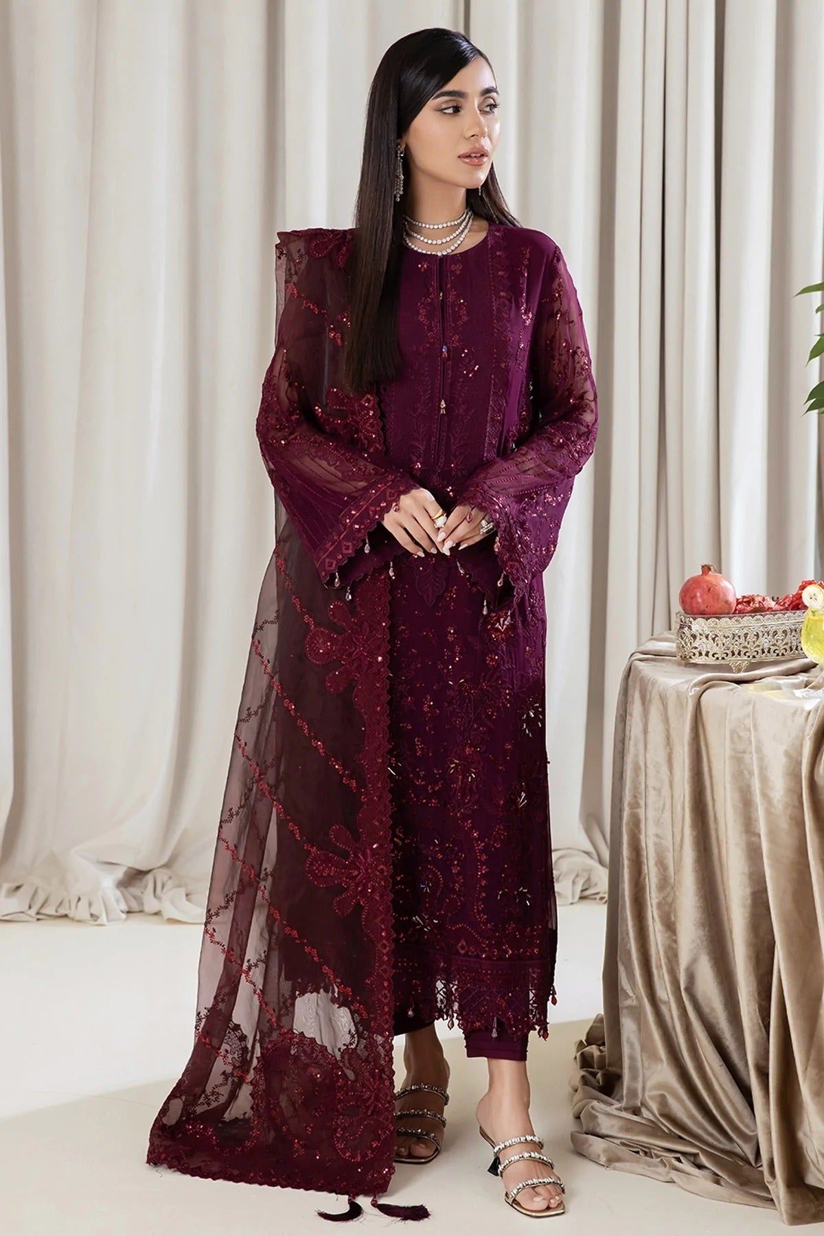 Formal Dress - Nureh - Elanora - Luxury Chiffon - NEL#12 available at Saleem Fabrics Traditions