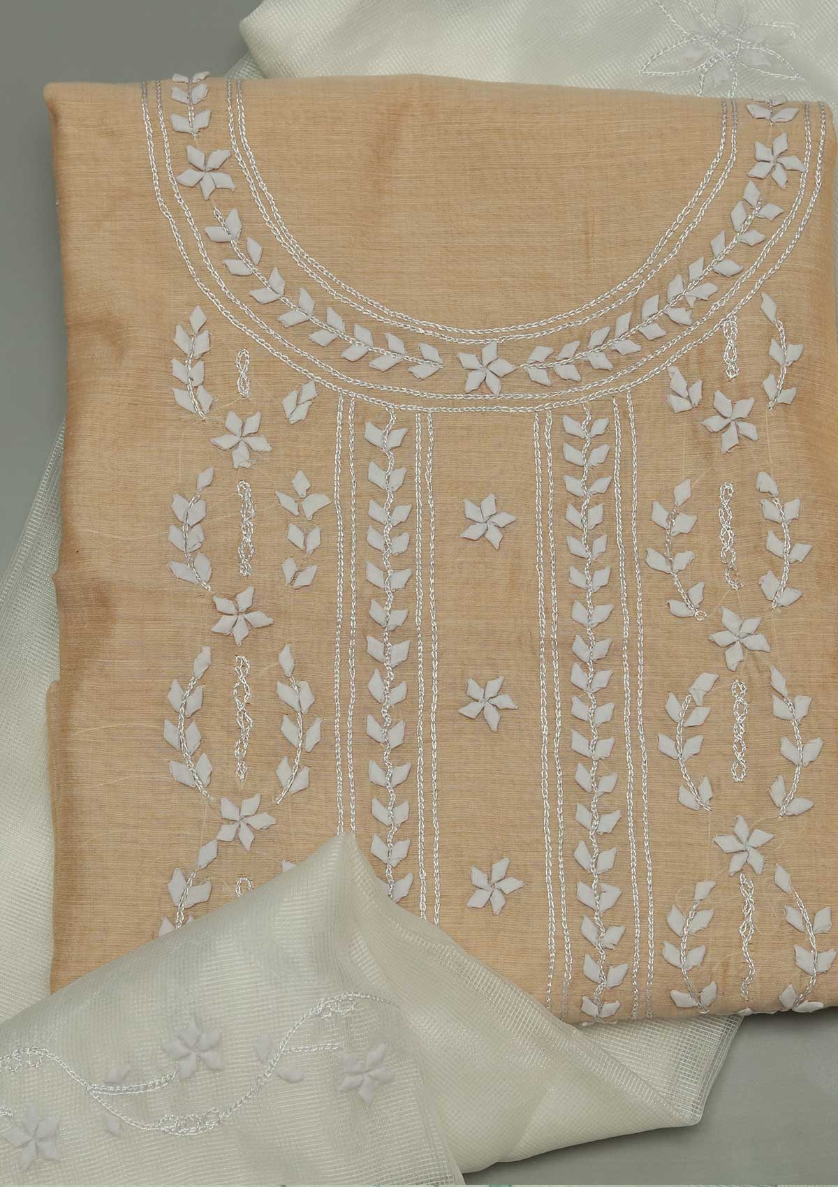 Formal Dress - Paper Cotton -  A/Work - 2 Pcs Suit - Beige - D05 available at Saleem Fabrics Traditions