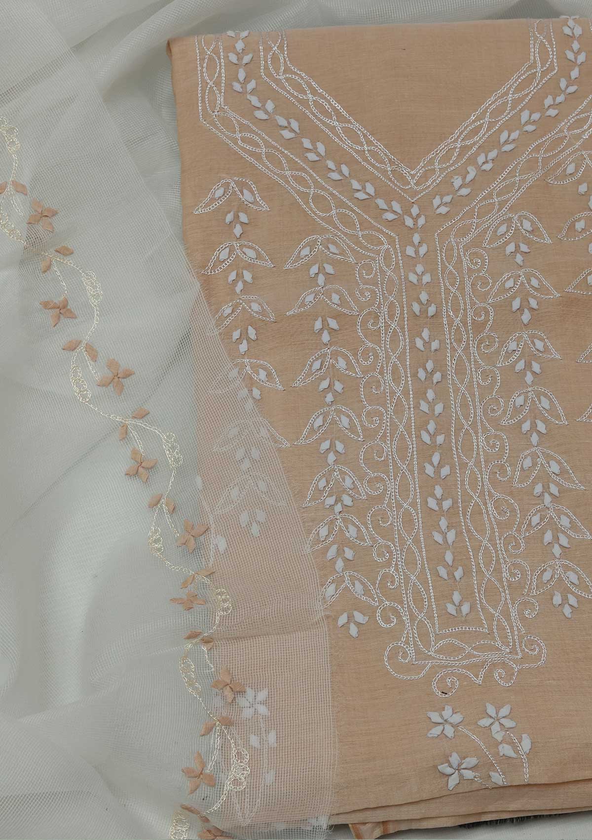 Formal Dress - Paper Cotton -  A/Work - 2 Pcs Suit - Beige - D06 available at Saleem Fabrics Traditions