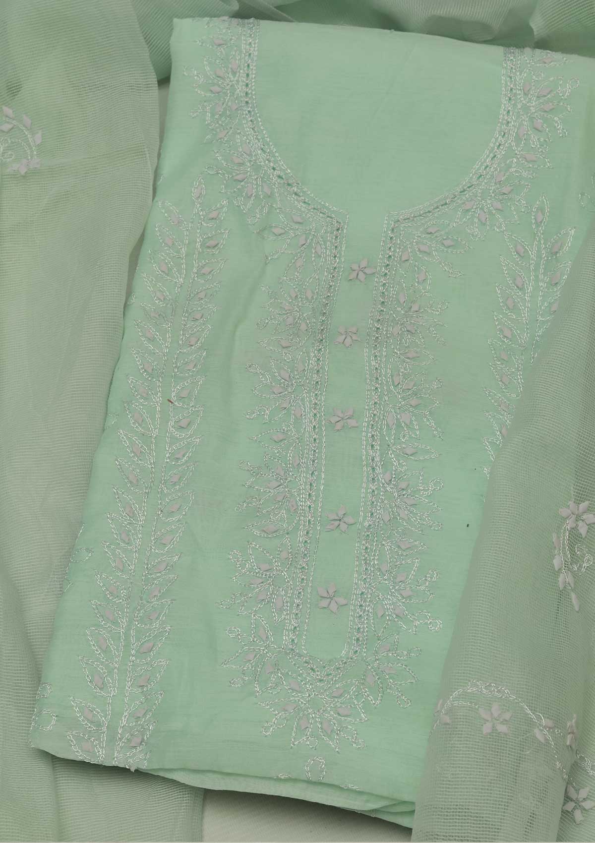 Formal Dress - Paper Cotton -  A/Work - 2 Pcs Suit - LS Green - D04 available at Saleem Fabrics Traditions