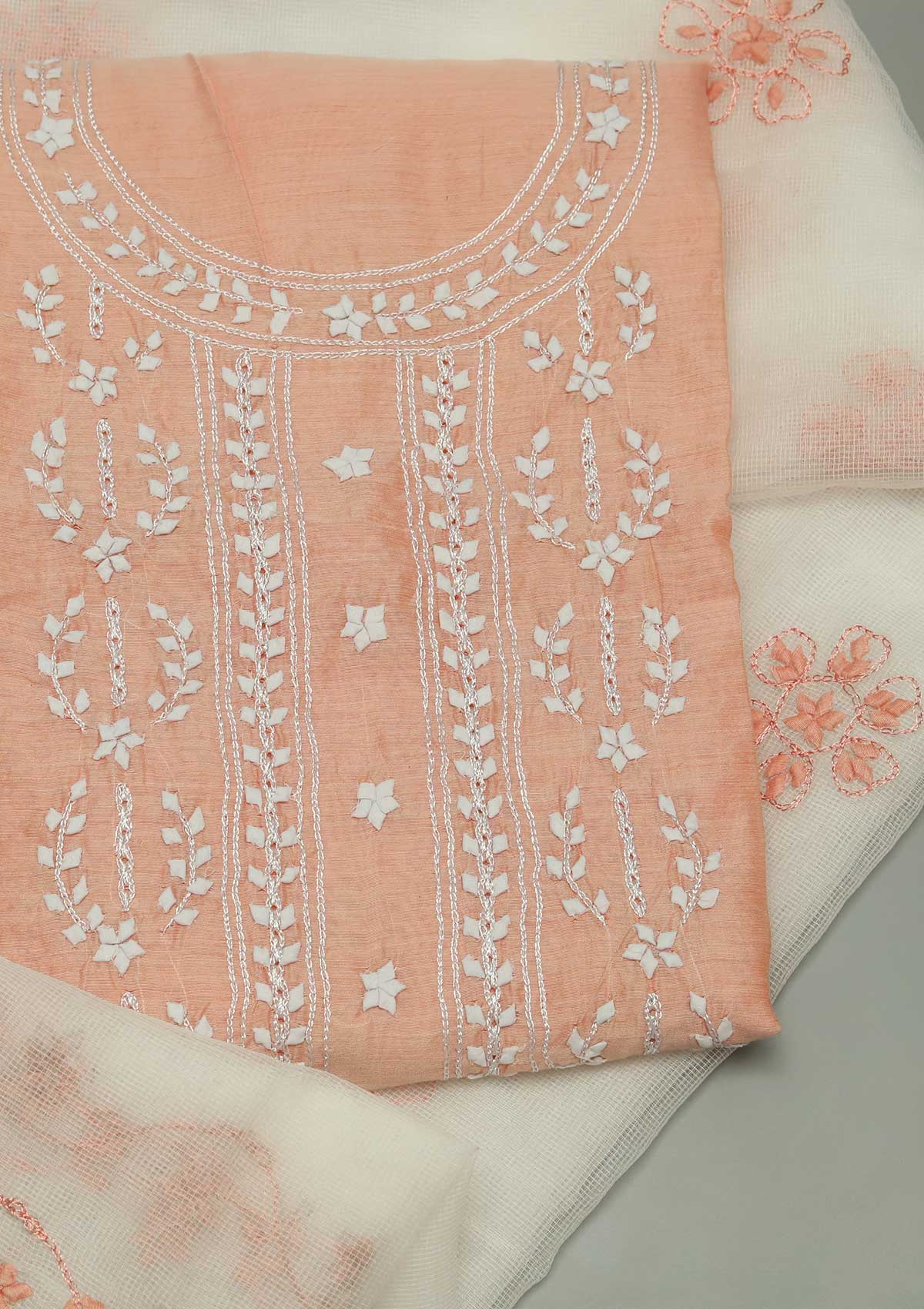 Formal Dress - Paper Cotton -  A/Work - 2 Pcs Suit - Peach - D05A available at Saleem Fabrics Traditions